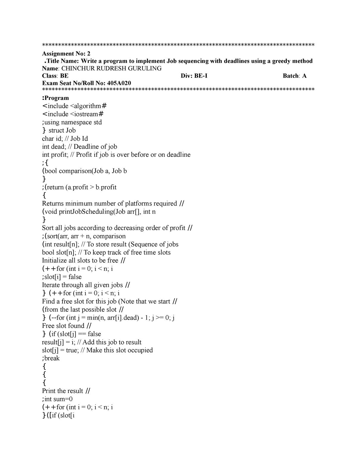 DAA 2 - DAA codes - Assignment No: 2 . Title Name: Write a program to ...