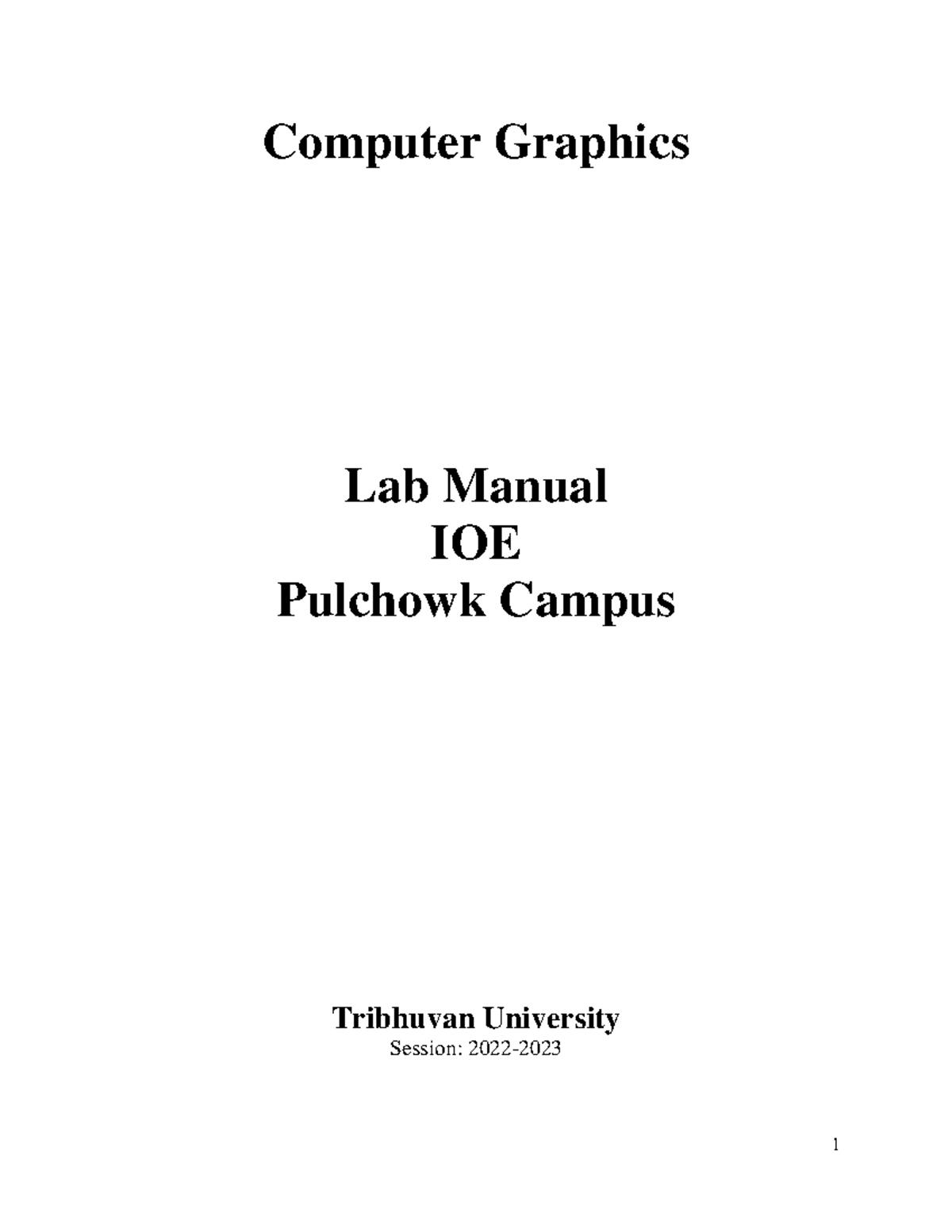 Computer Graphics 2023 Computer Graphics Lab Manual IOE Pulchowk