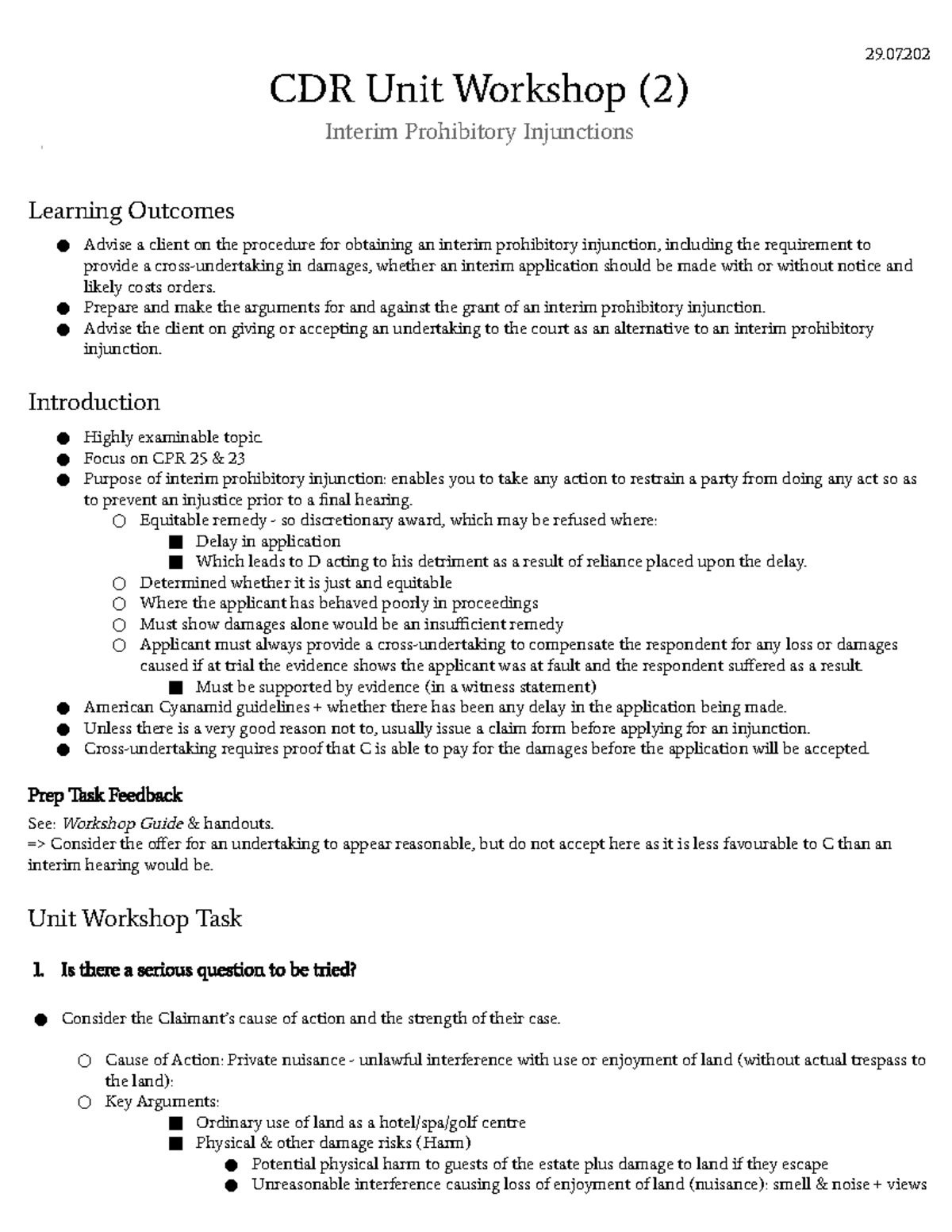 CDR (2) Interim Prohibitory Injunctions - 29. CDR Unit Workshop (2 ...