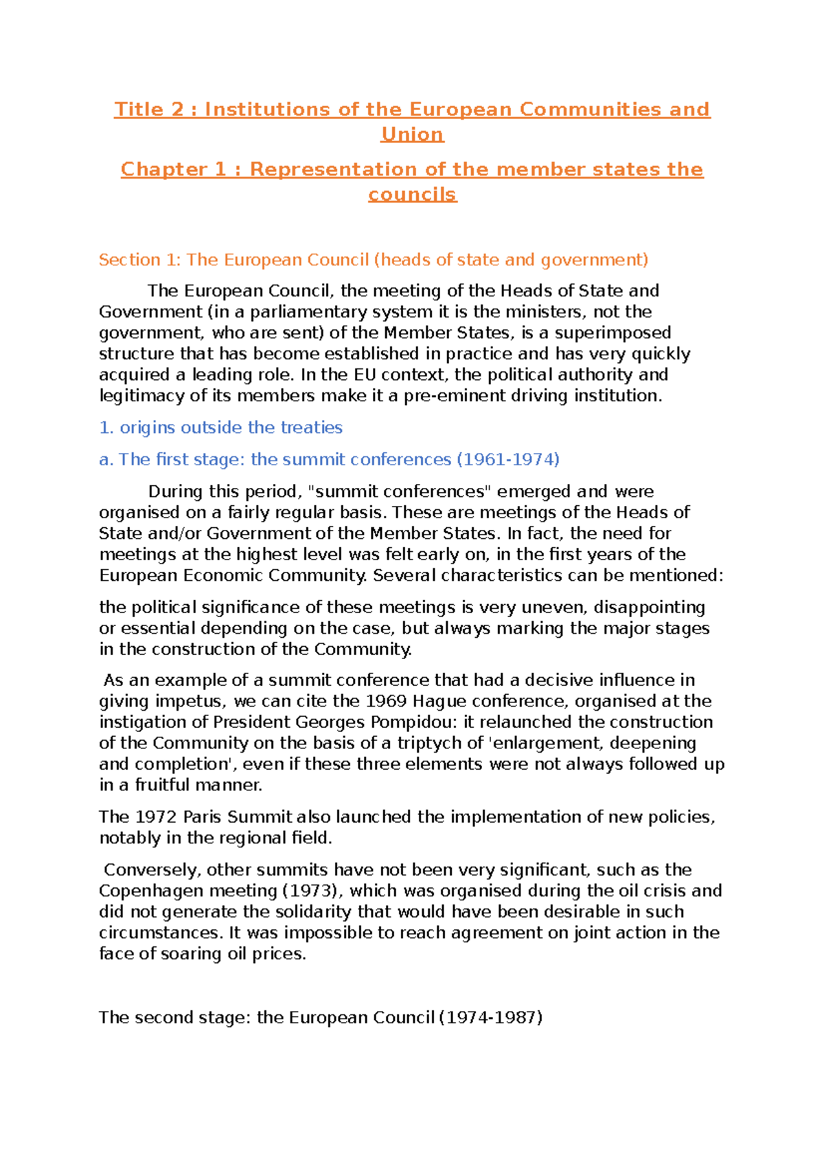 Law of European union 9 - Title 2 : Institutions of the European ...
