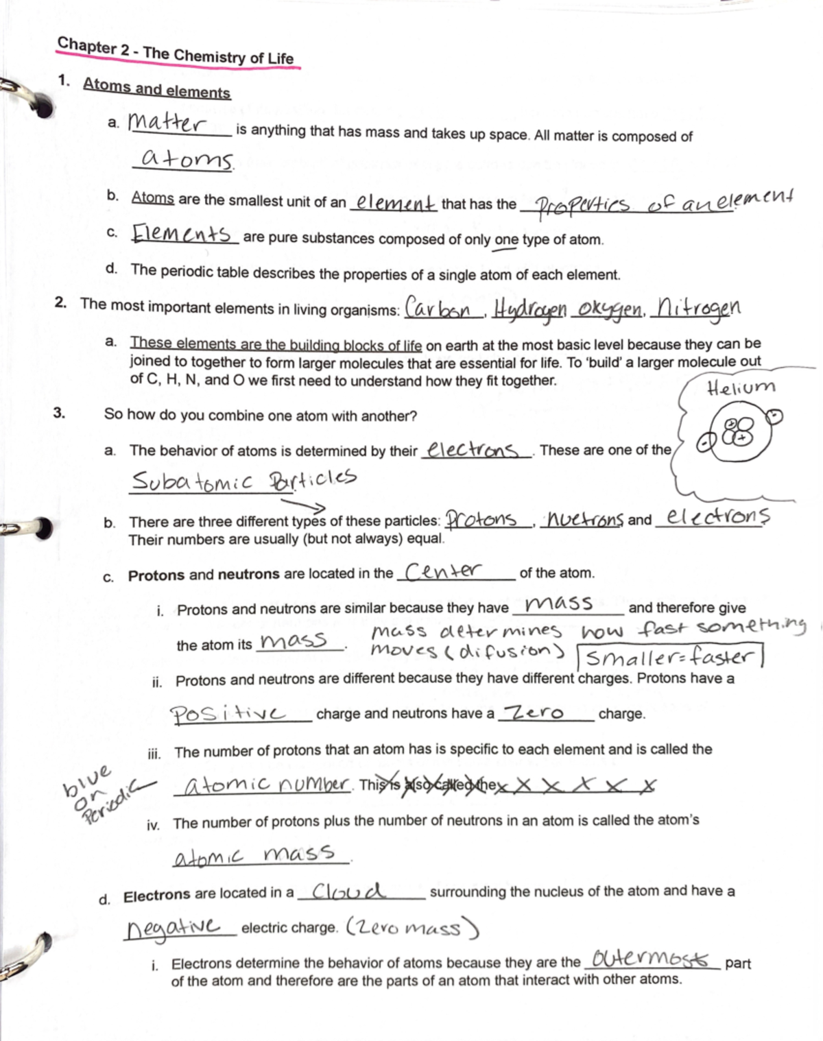 Biology C 2 P1 - Mark Nolan - Chapter 2 The Chemistry Of Life 1. Atoms ...