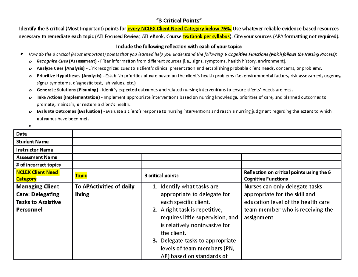 3 critical points leadership practice B - “3 Critical Points” Identify ...