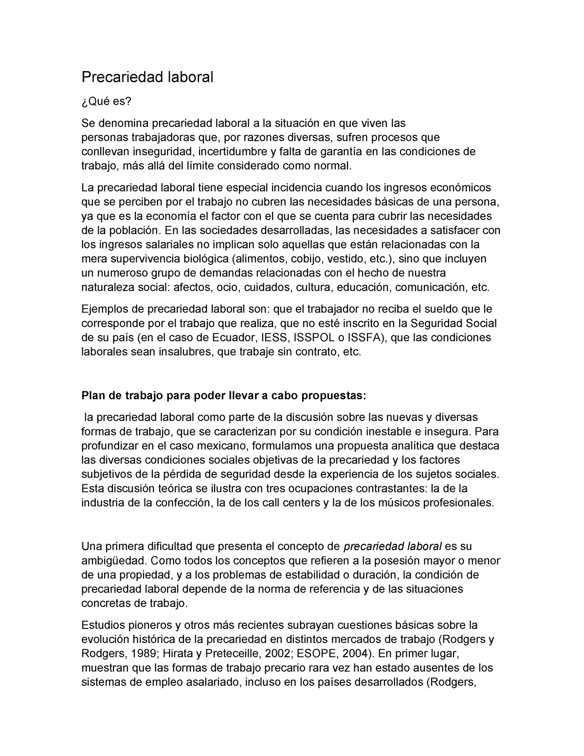 Precariedad Laboral - Tarea - Precariedad Laboral ¿Qué Es? Se Denomina ...