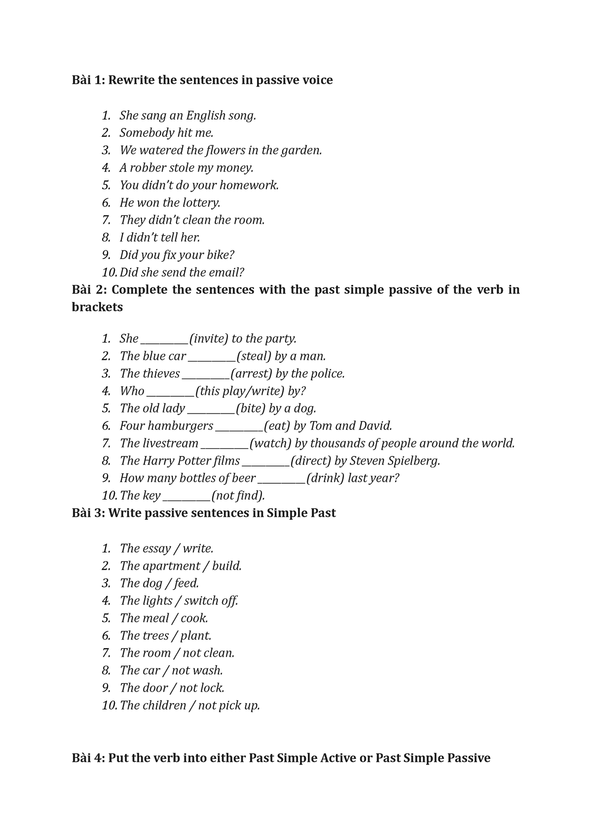 passive-voice-exercises-b-i-1-rewrite-the-sentences-in-passive