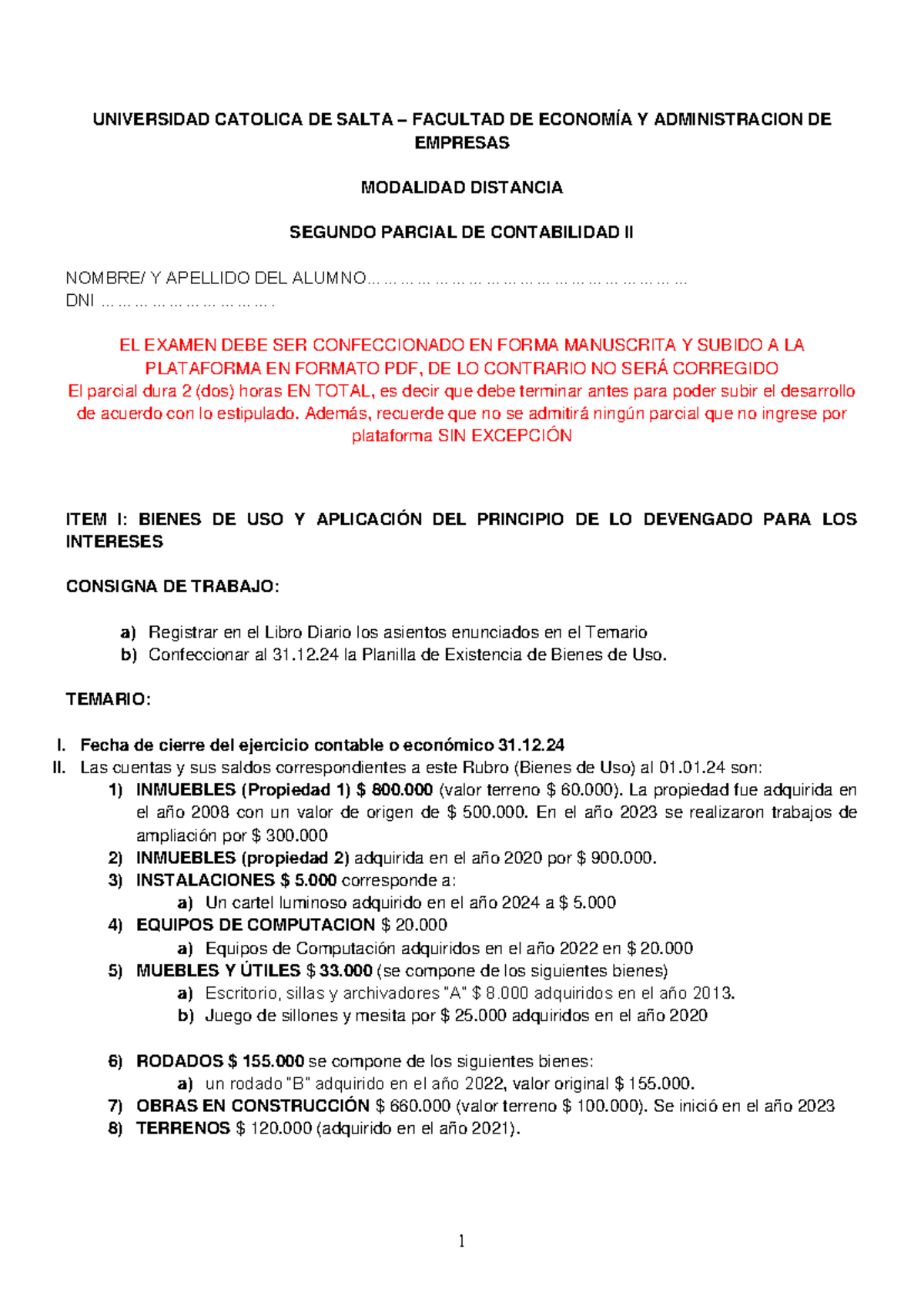 2do parcial contabilidad II año 2024 - 1 UNIVERSIDAD CATOLICA DE SALTA ...