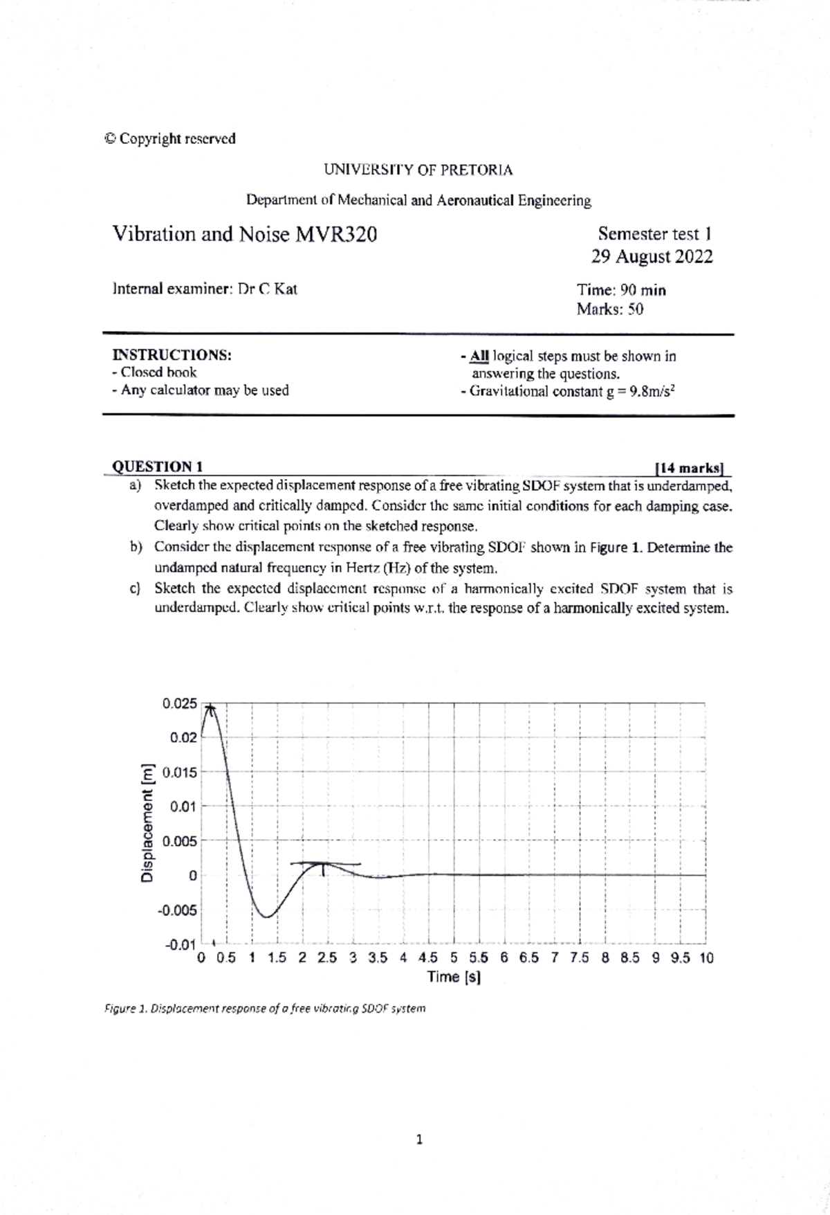 MVR 320 - Semester Test 1 - 2022 - Question Paper - Copyright reserved ...