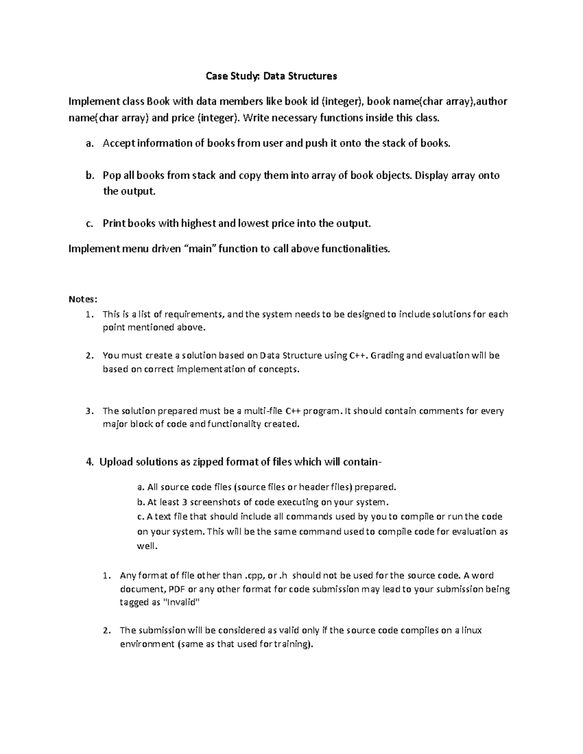 case study data structures