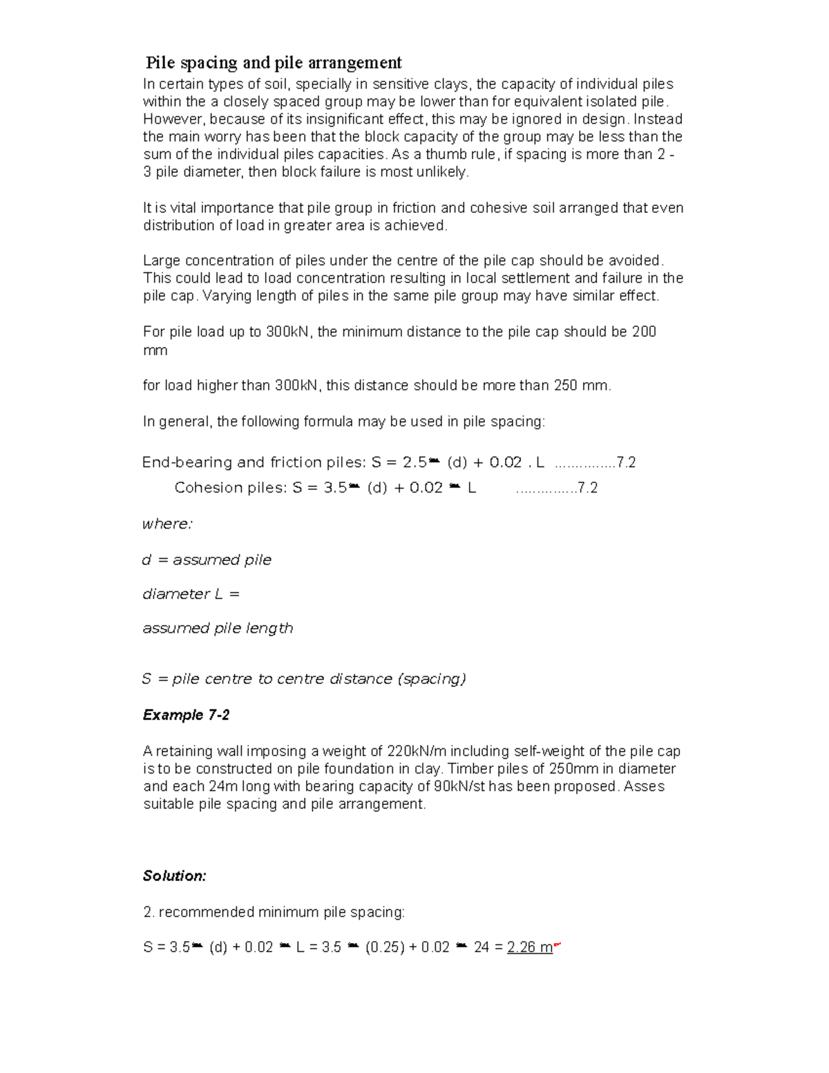 Advance foundation engineering section - Pile spacing and pile ...