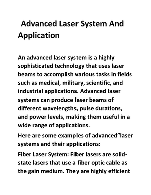 Laser Unit 3 notes - 55 Units Main components of All lasers have three ...