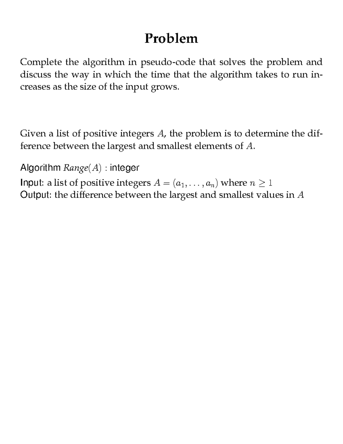 Asymptotic Analysis of Algorithms - question sheet - Complete the ...