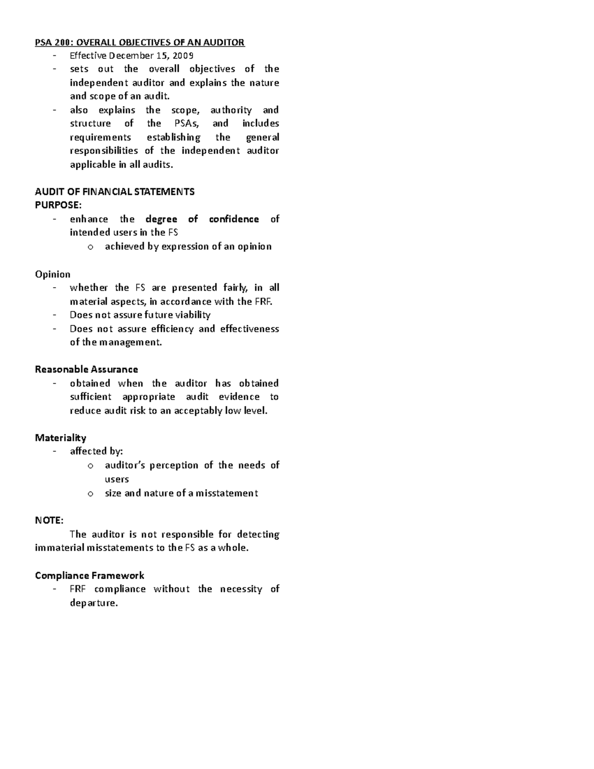 Psa 200 yes PSA 200 OVERALL OBJECTIVES OF AN AUDITOR Effective