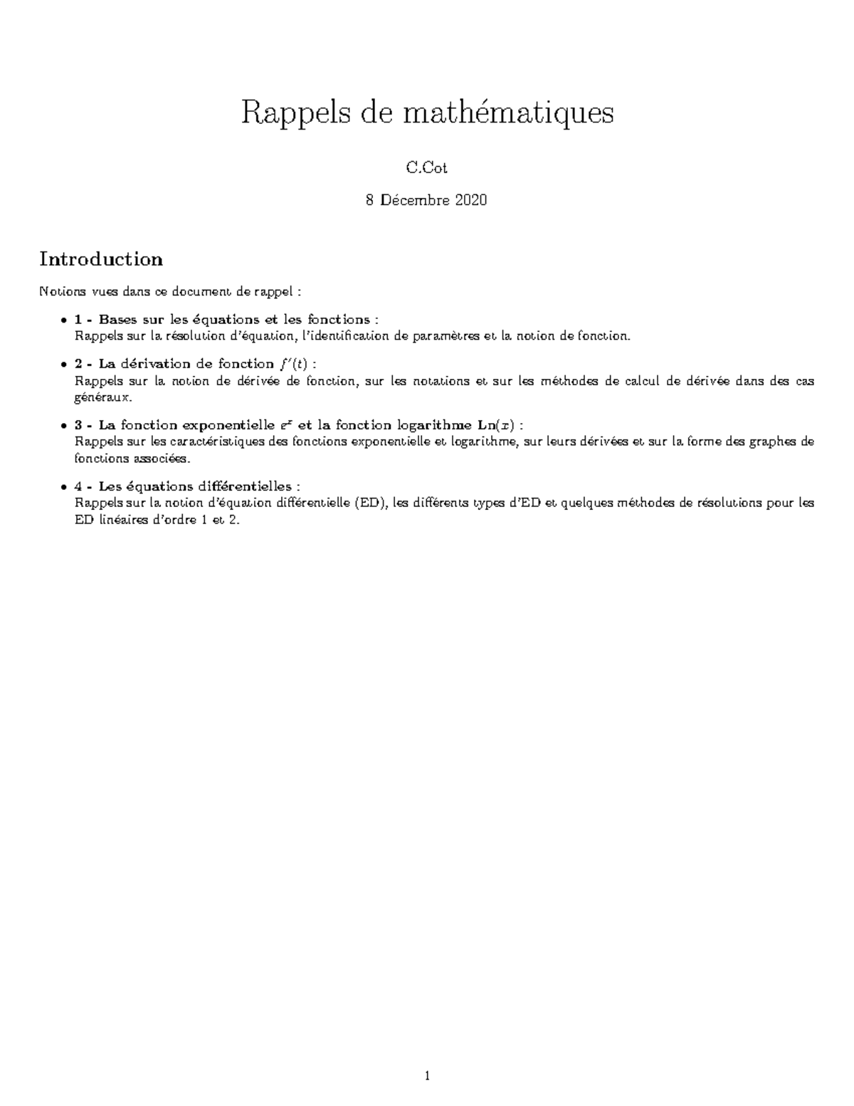 Rappels Math Matiques - Rappels De Math ́ematiques C 8 D ́ecembre 2020 ...