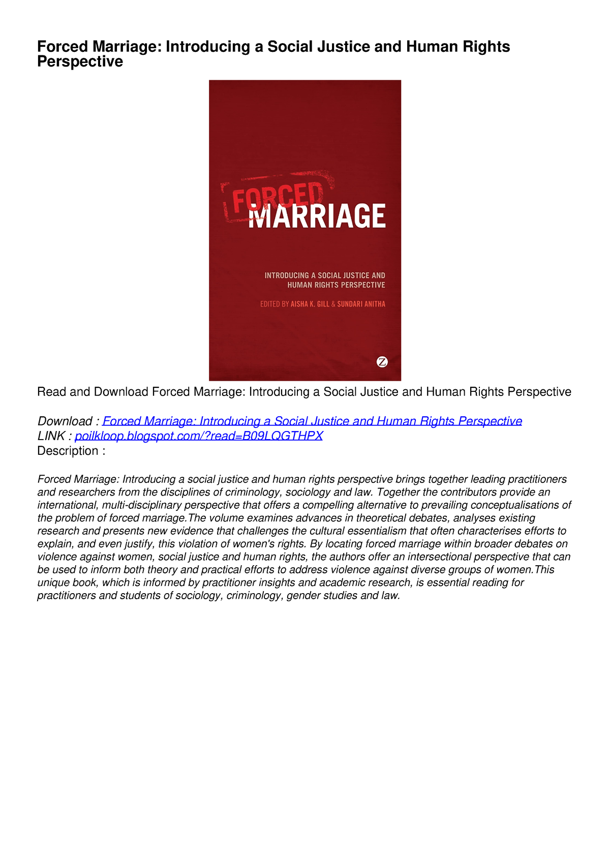 forced marriage case study