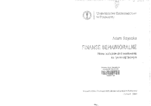 Finanse Behawioralne - Notatki - Teoria Perspektywy Jednostka Dąży Do ...