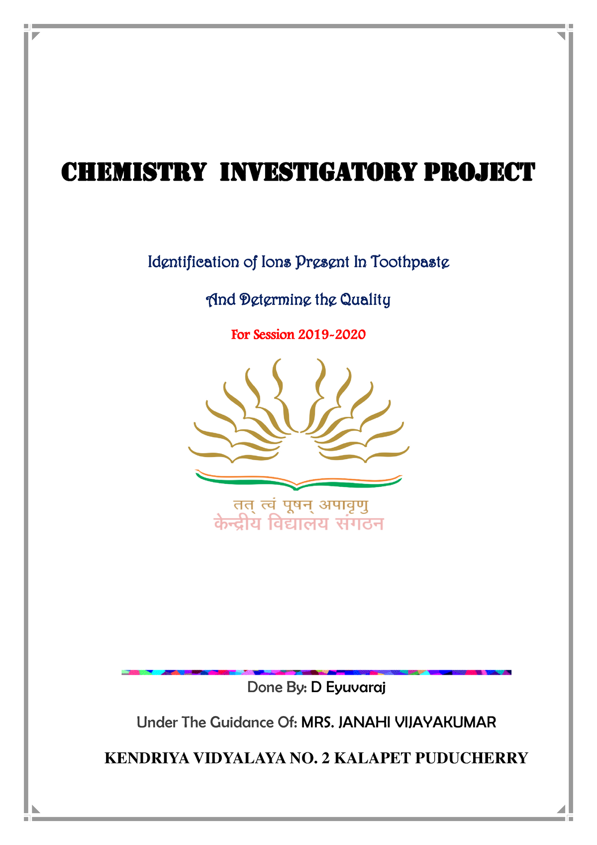 423235841 Chemistry Investigatory Project XII On Toothpaste Analysis 