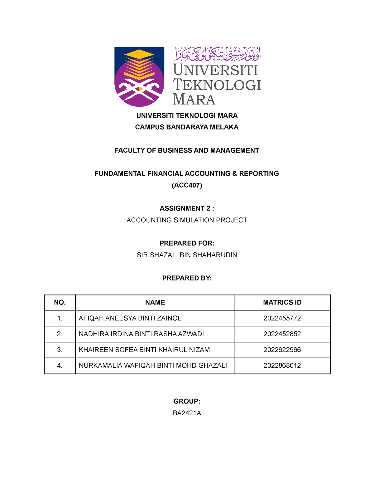 assignment accounting uitm