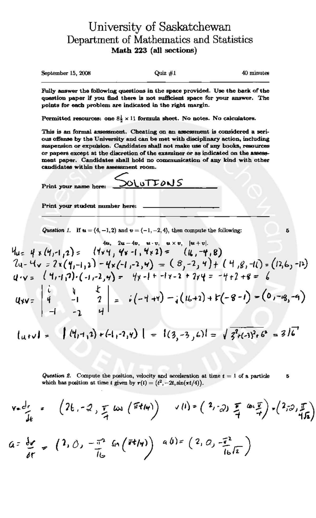 All Q 2008 Math223 - practice test - University of Saskatchewan ...