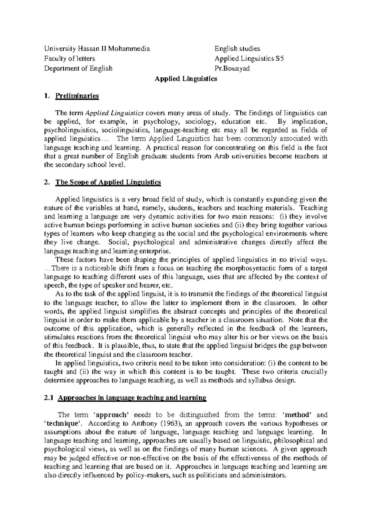 3 Approaches IN Language Teaching AND Learning S5 PDF - University ...