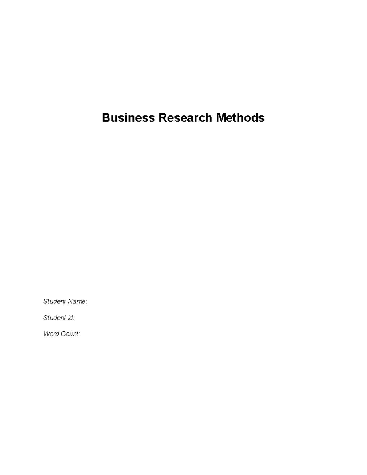 business research methods and project work question paper