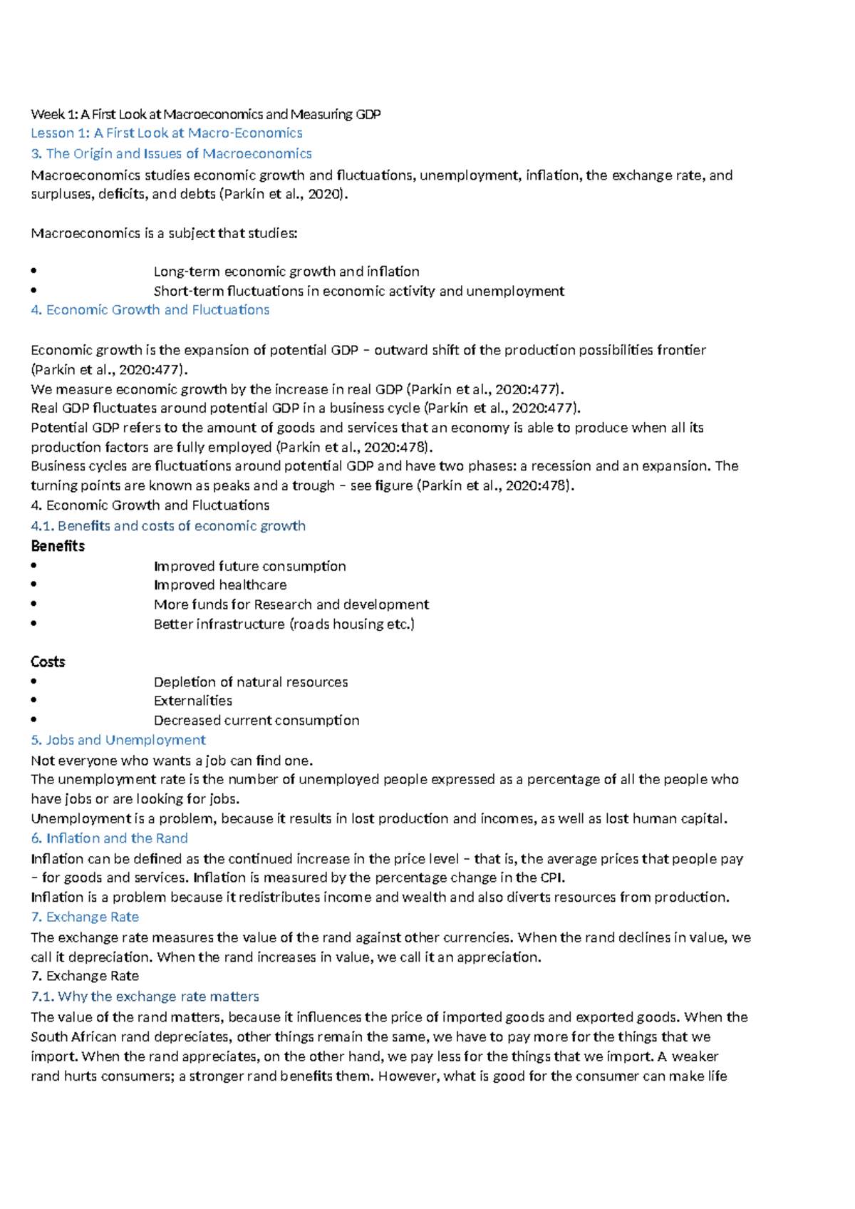 Week 1 - Week 1: A First Look at Macroeconomics and Measuring GDP ...