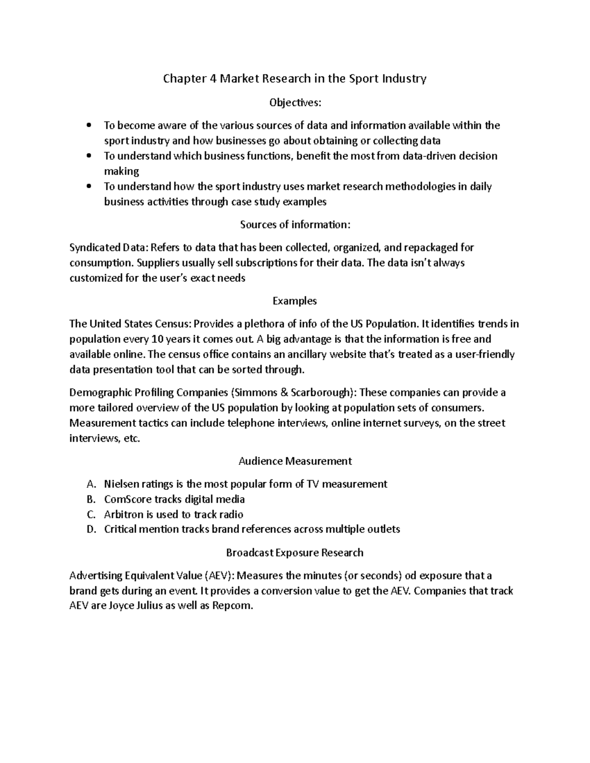 Chapter 4 Market Research - Chapter 4 Market Research In The Sport ...