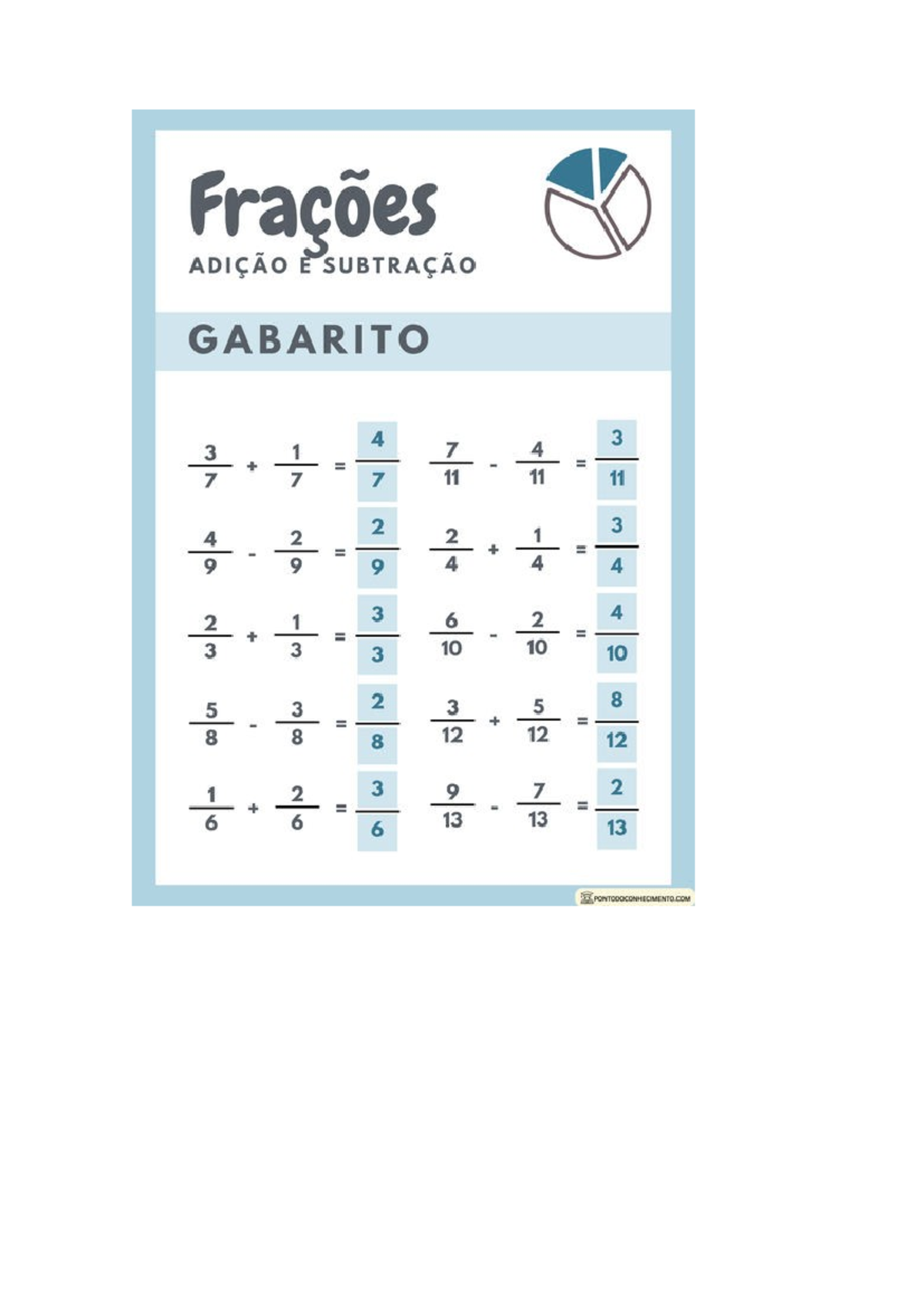 Frações - adição e subt. de fração - base matemática - Studocu