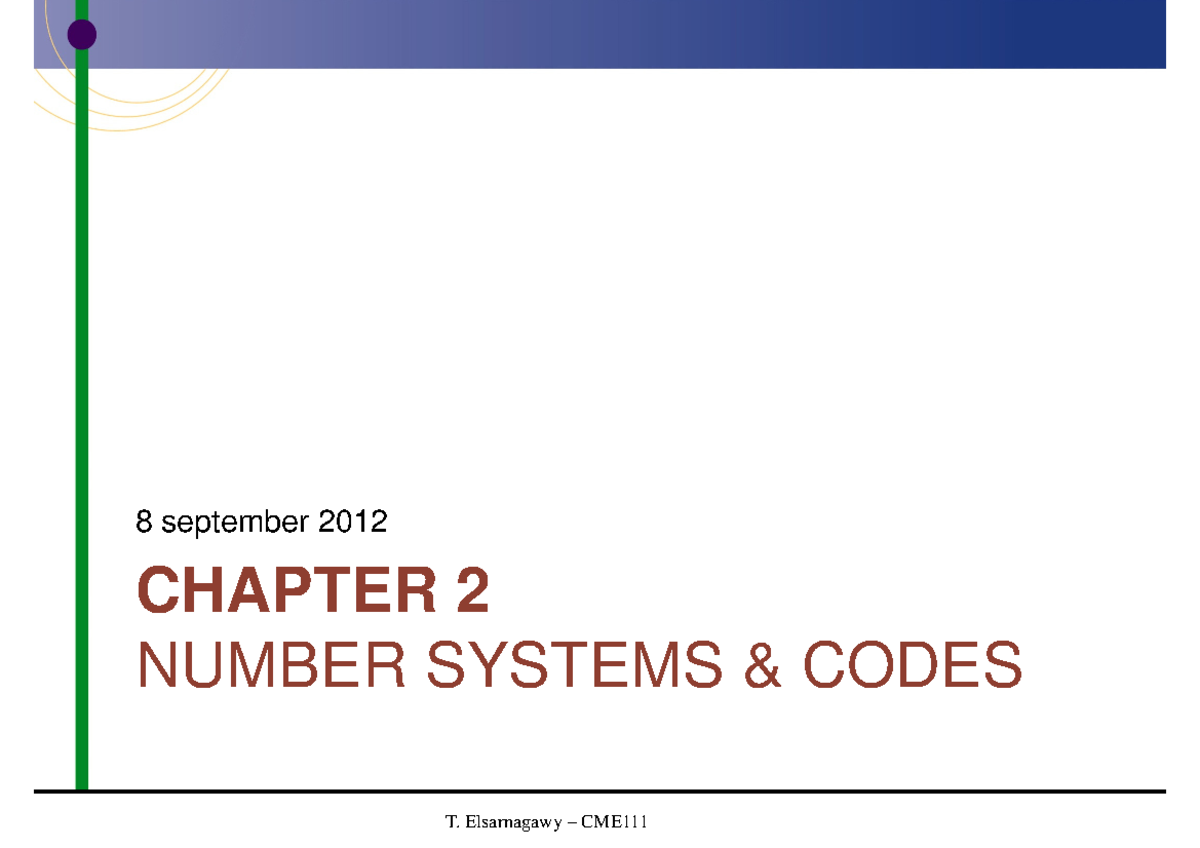 Ch2 - CHAPTER 2 8 september 2012 CHAPTER 2 NUMBER SYSTEMS & CODES ...