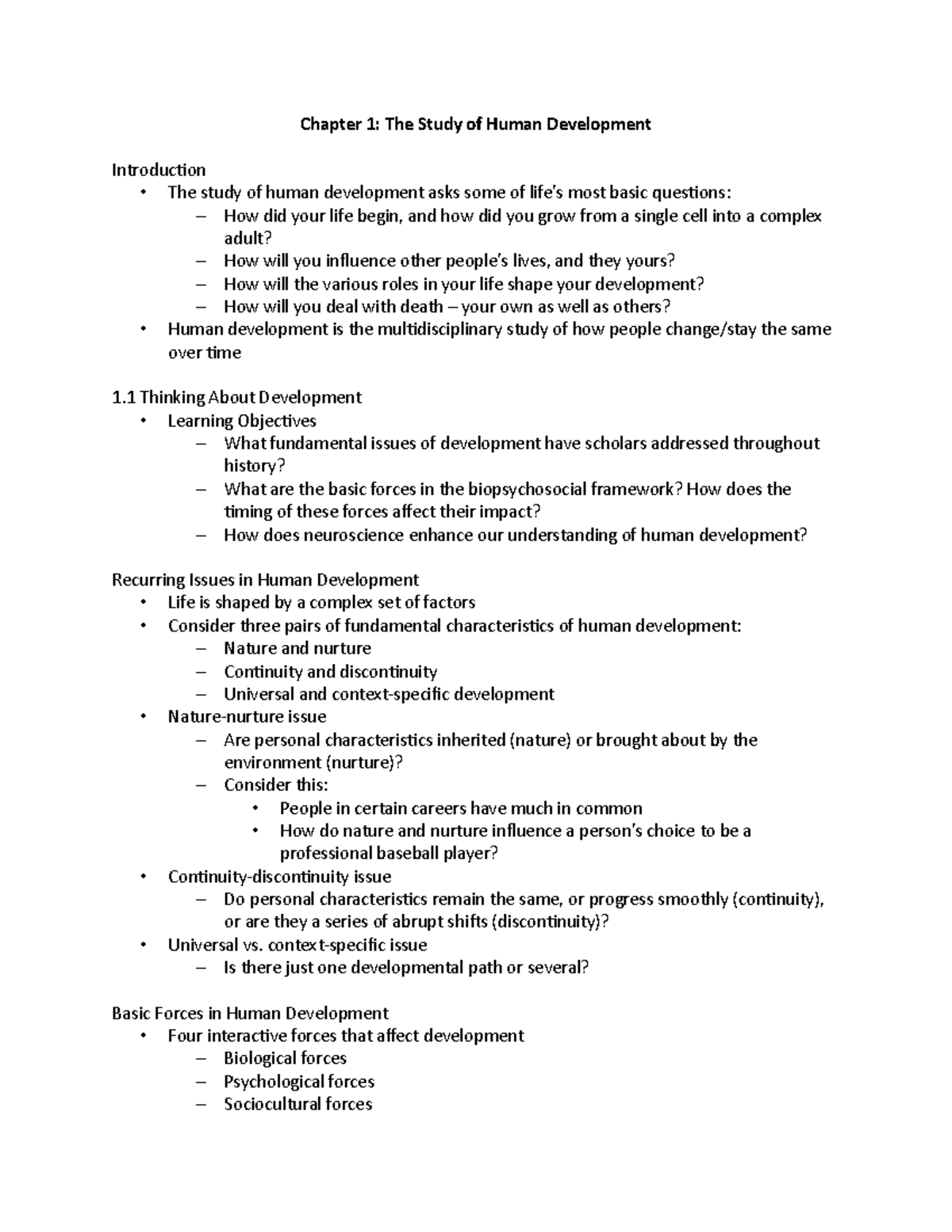 Chapter 1 Notes - The Study Of Human Development. - Chapter 1: The ...