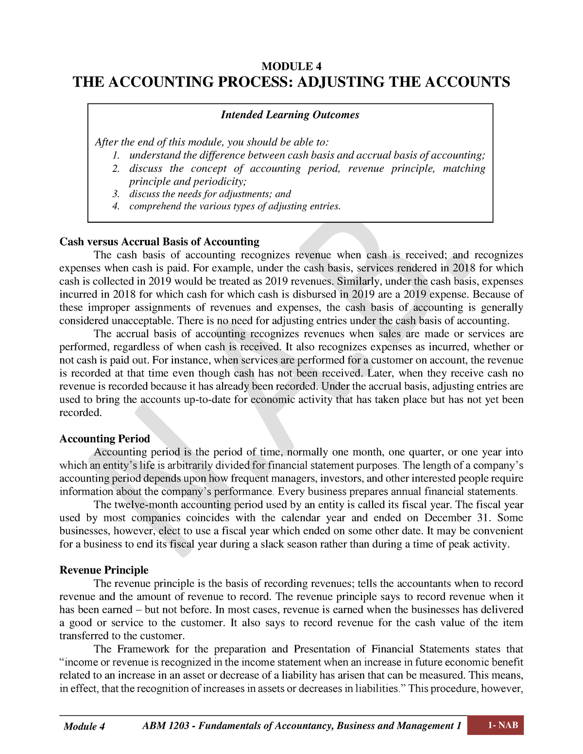 Module 4 Adjusting entries - MODULE 4 THE ACCOUNTING PROCESS: ADJUSTING ...