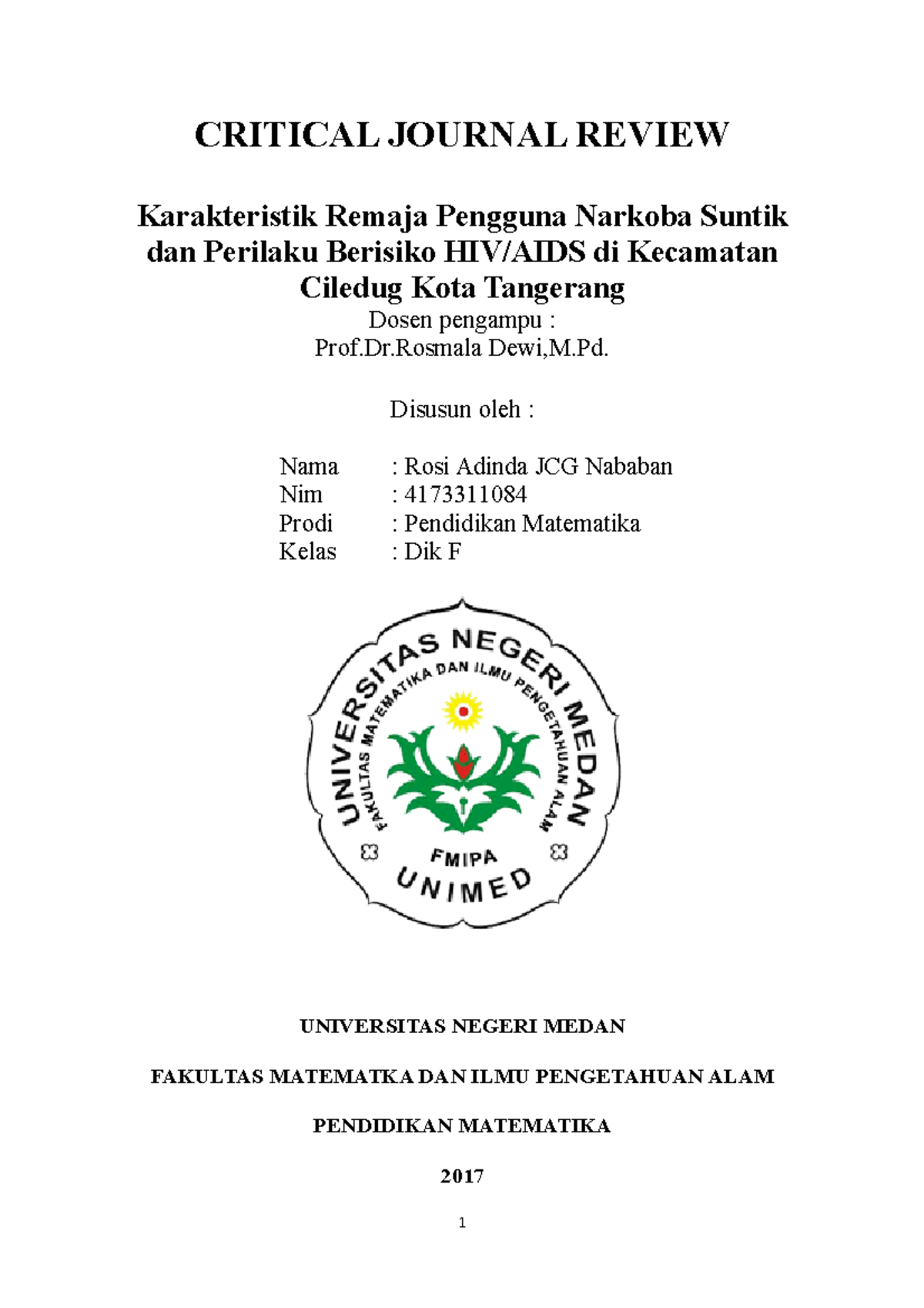 critical jurnal report - CRITICAL JOURNAL REVIEW Karakteristik Remaja ...
