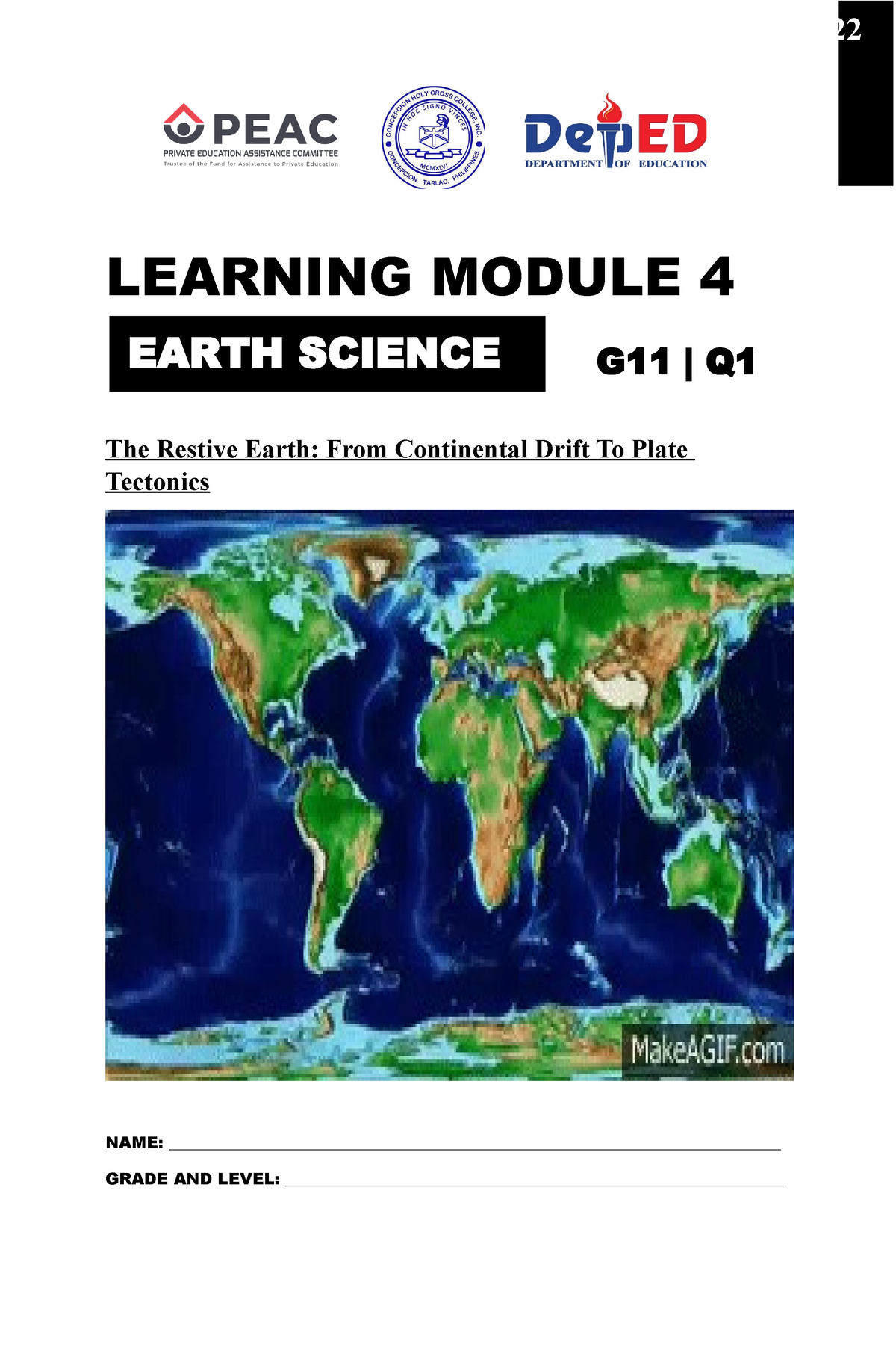 Grade-11 - Earth Science-Module-4-Q1 - LEARNING MODULE 4 The Restive ...