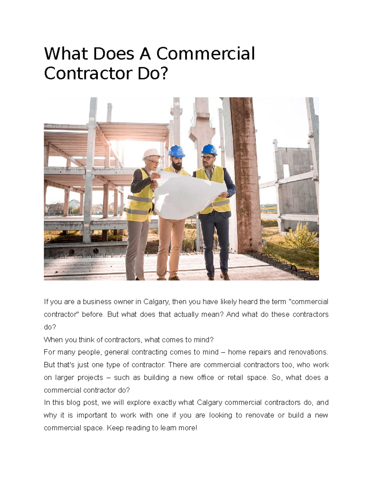 What Does A Commercial Contractor Do Test Blog Post (Aug 20, 2022
