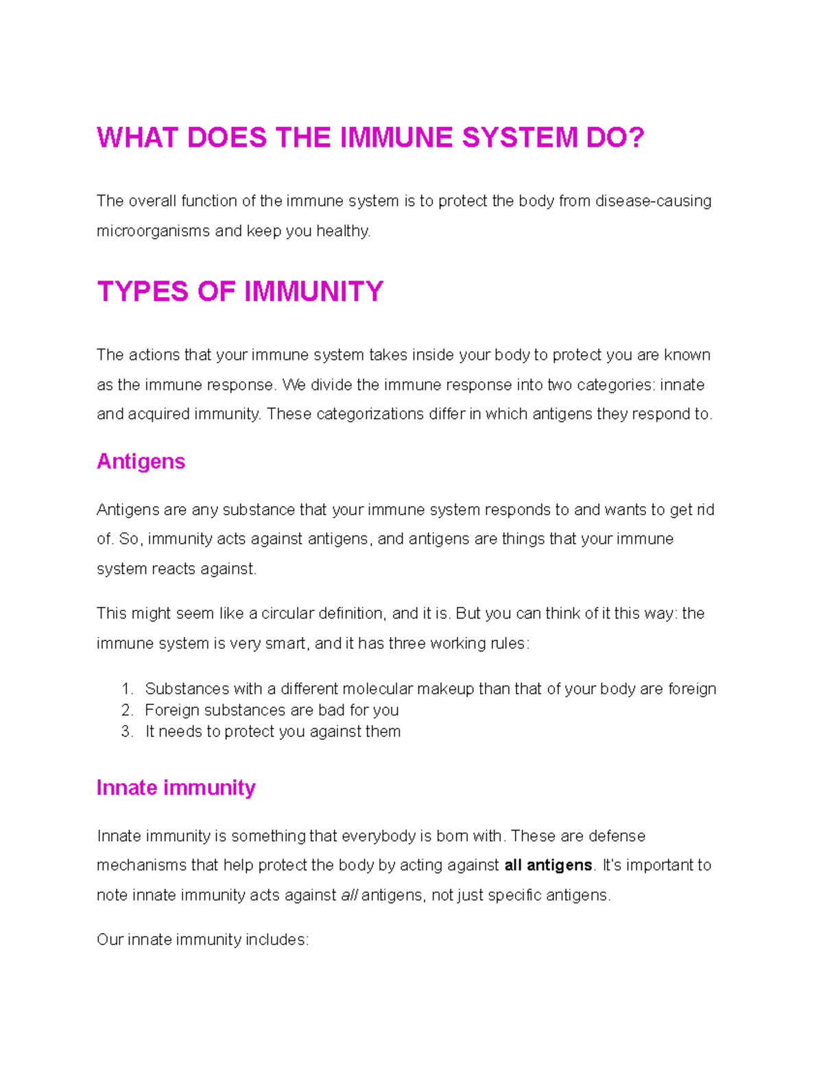 Medsurg 2 Immune System - WHAT DOES THE IMMUNE SYSTEM DO? The overall ...