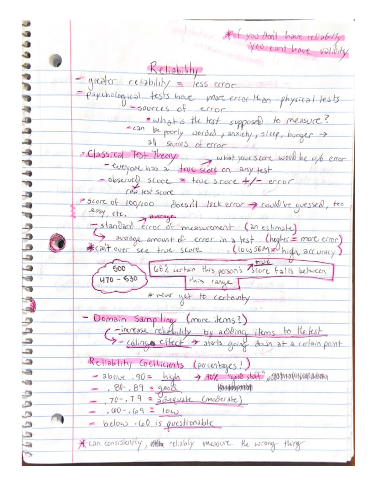 Reliability Lecture Notes - PSYC 30900 - Studocu