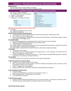 HEMA2 Transes 39,40,41 - CHAPTER 39: Thrombotic Disorders And ...