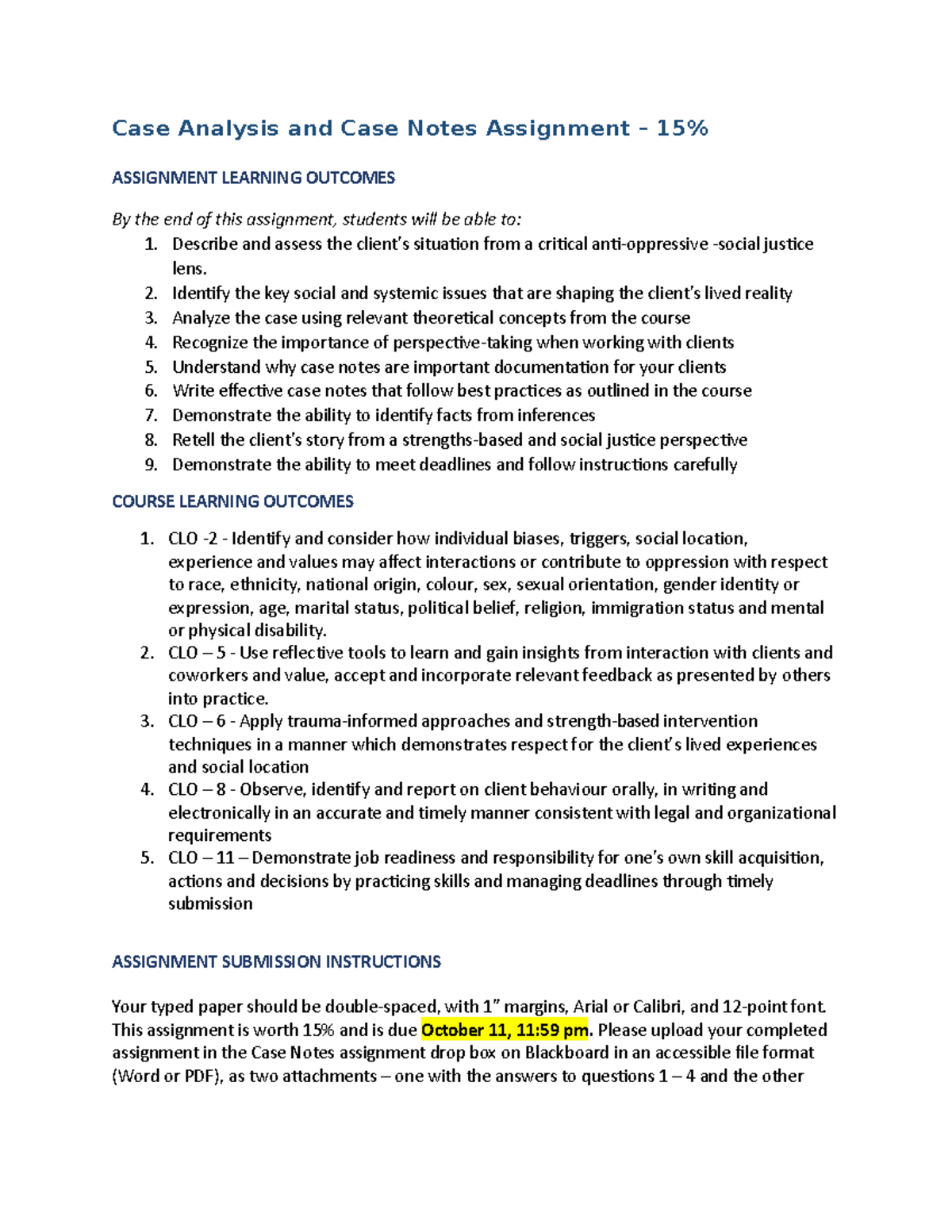 3 - Case Notes Assignment - Case Analysis and Case Notes Assignment ...