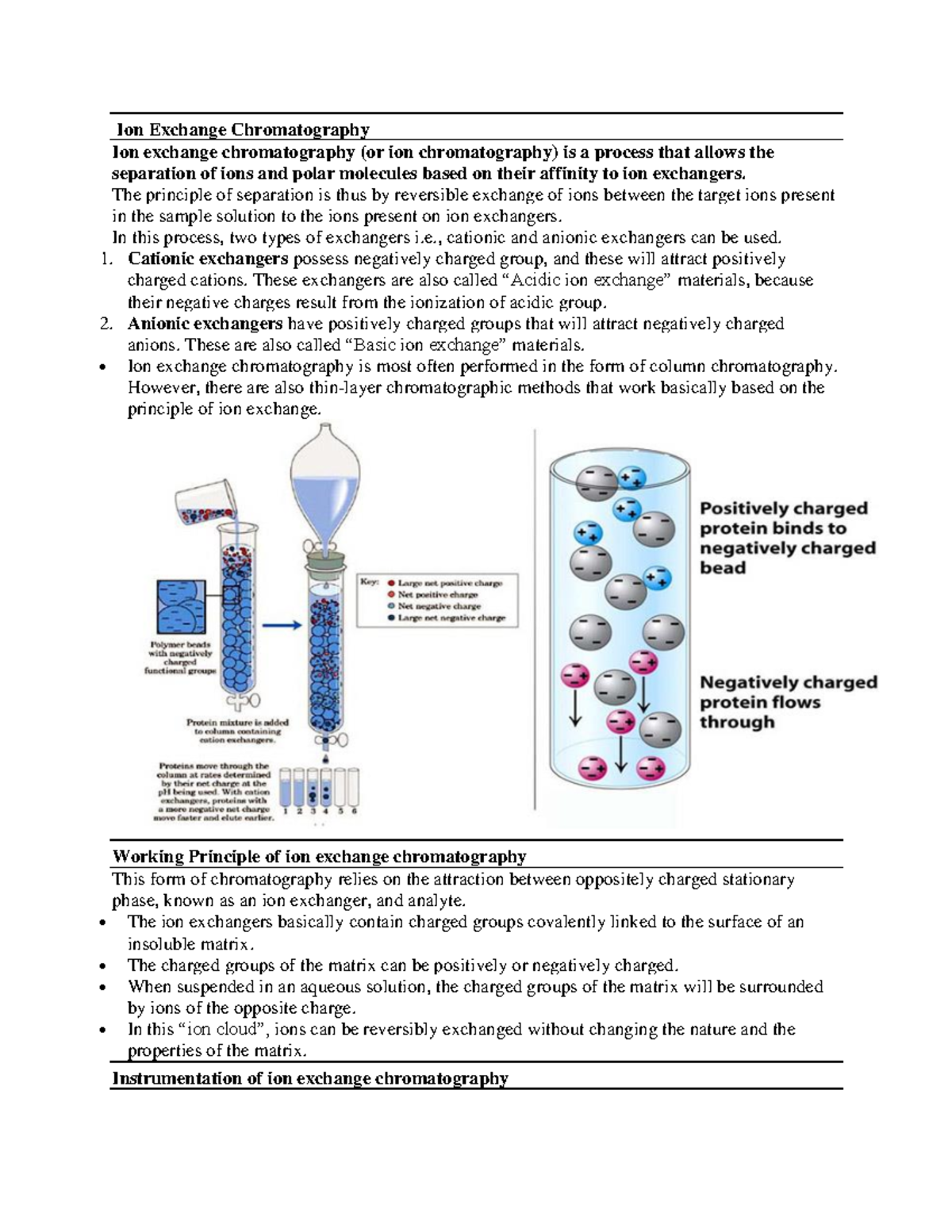Ion Exchange Chromatography - The principle of separation is thus by ...