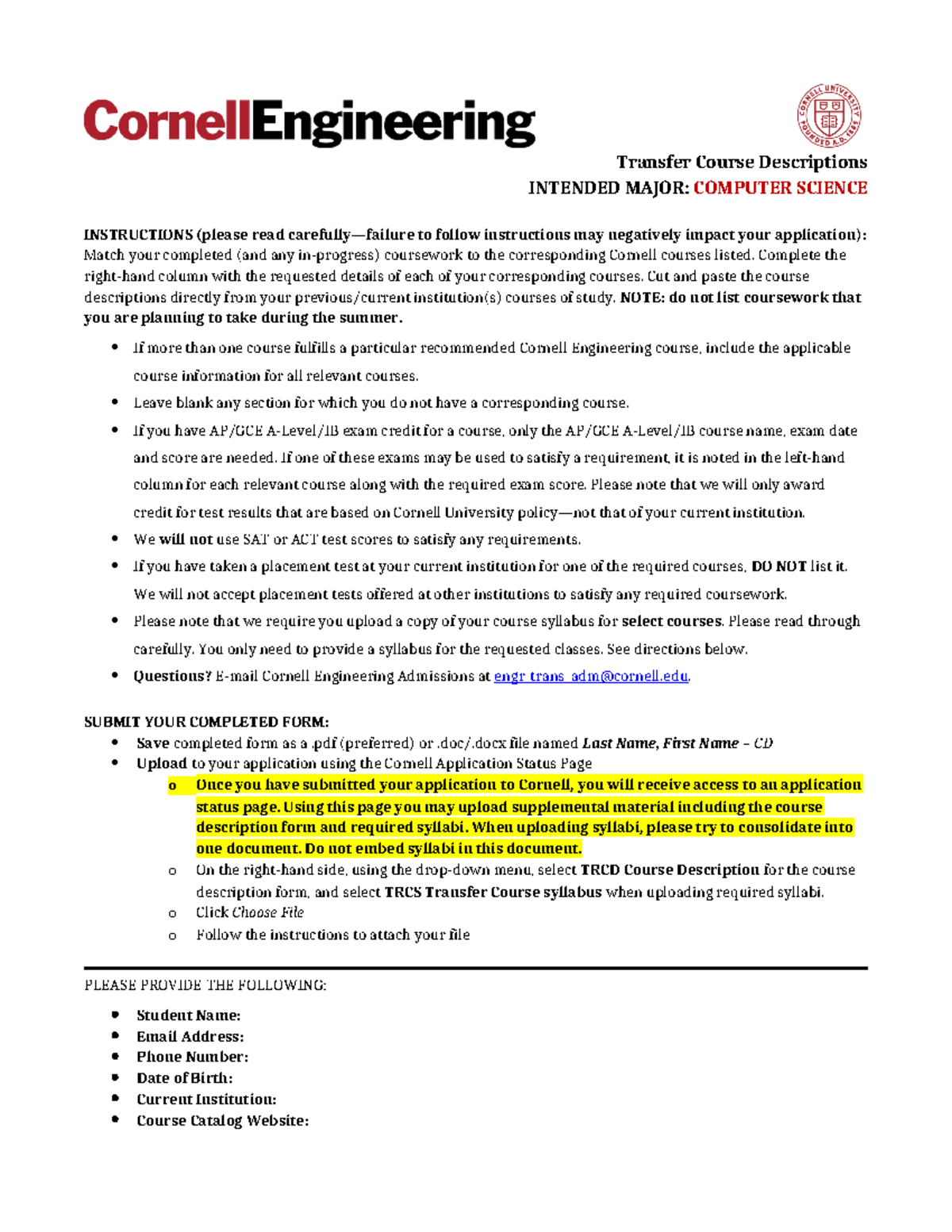 CS CD 2023-24 - blehdfsfds - Transfer Course Descriptions INTENDED ...