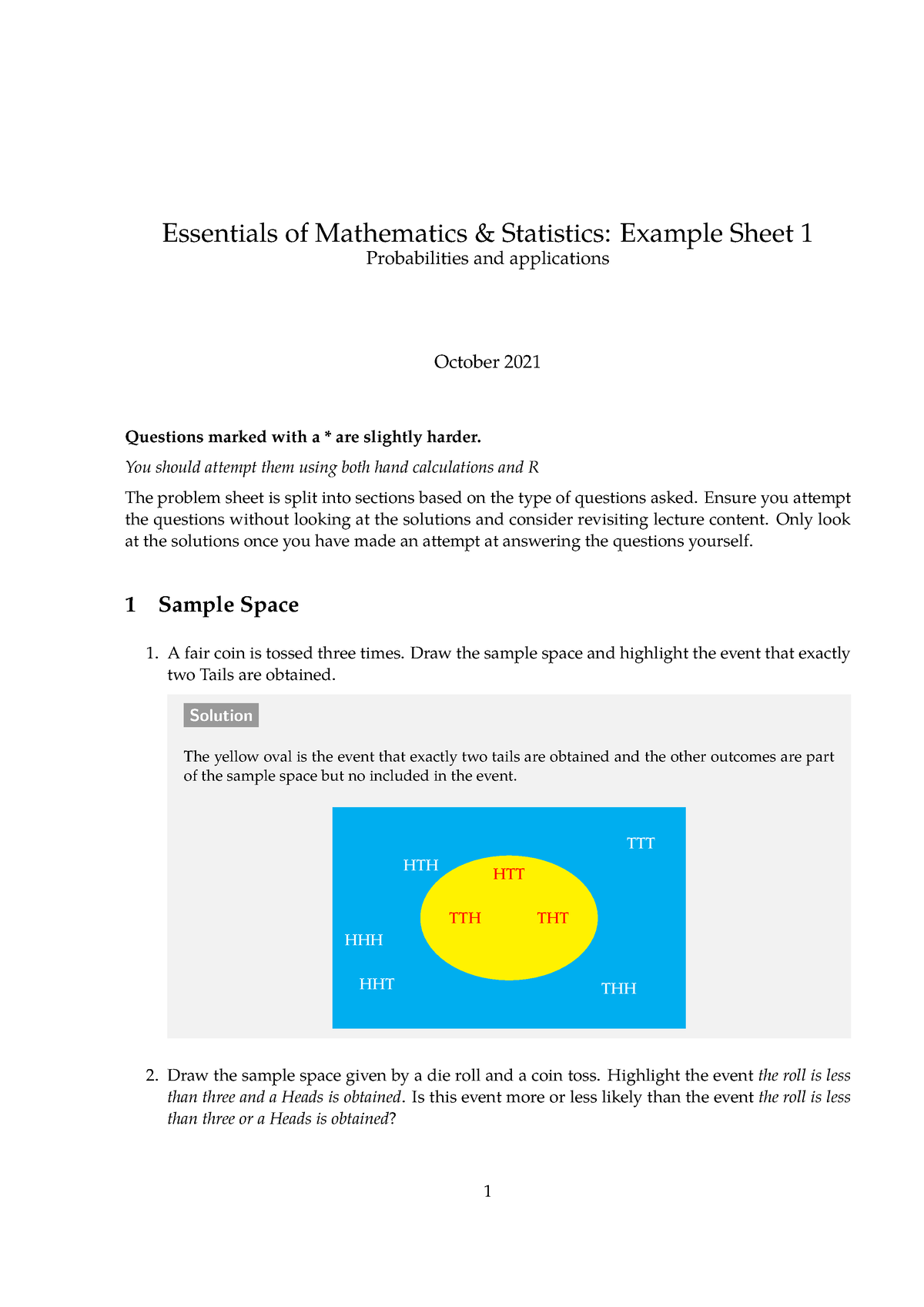 M1 Es1 Probabilities Solution - Essentials Of Mathematics & Statistics ...