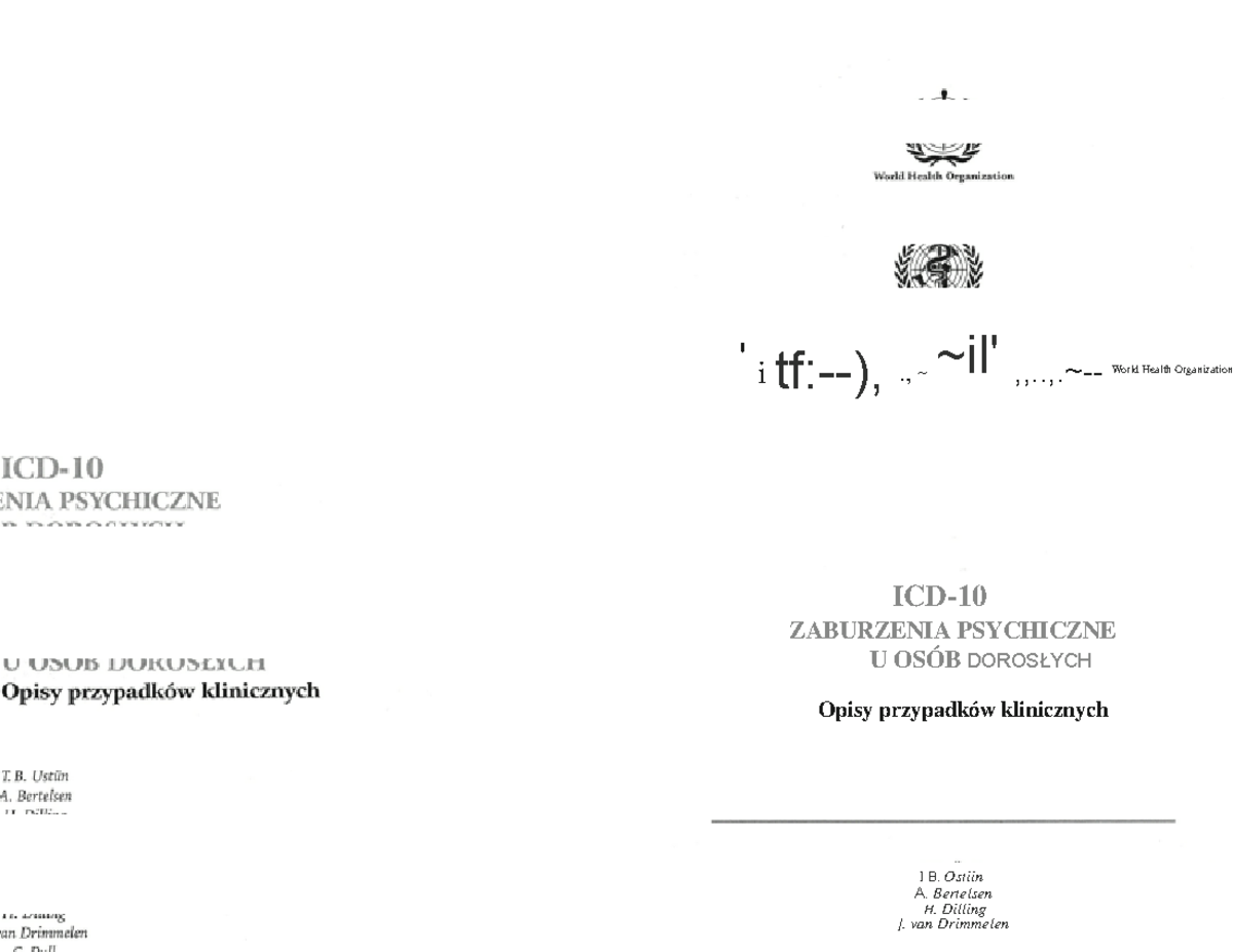 ICD 10 Zaburzenia psychiczne u osób dorosłych - ' i tf:-), ., ~ ~il