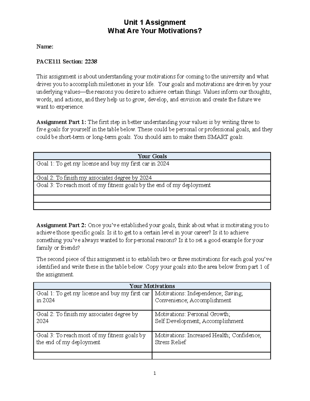 Unit 1 Assignment Template - Unit 1 Assignment What Are Your ...