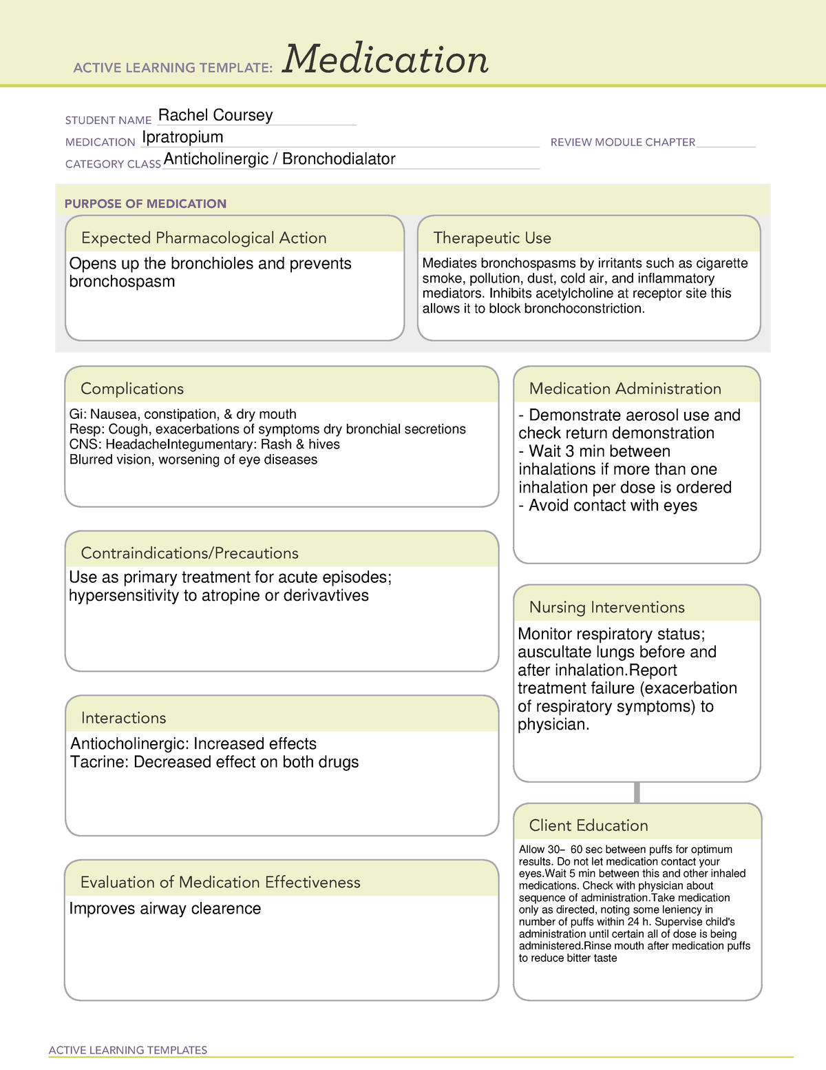 ATI Medication template - Ipratropium - ACTIVE LEARNING TEMPLATES ...