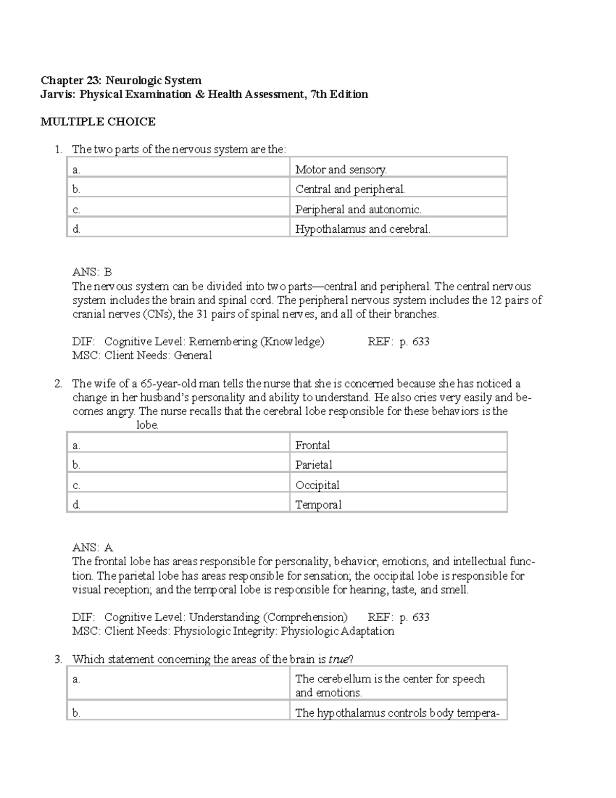 C23 - Jarvis Physical Health Assessment 7 Edition - Chapter 23 ...