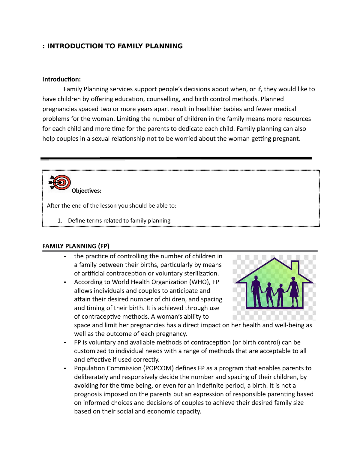 family planning introduction essay