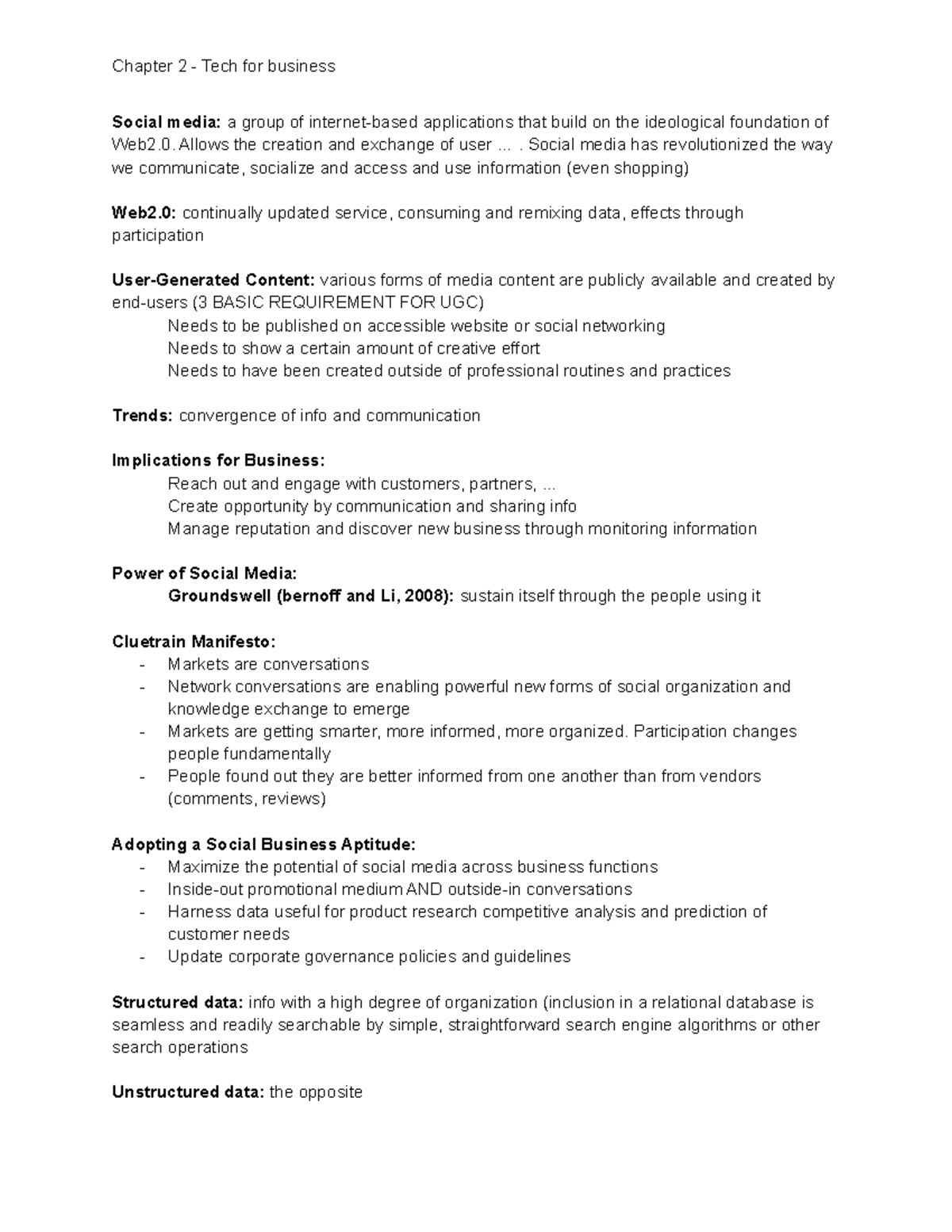 Chapter 2 - Lecture Notes - Social Media: A Group Of Internet-based ...