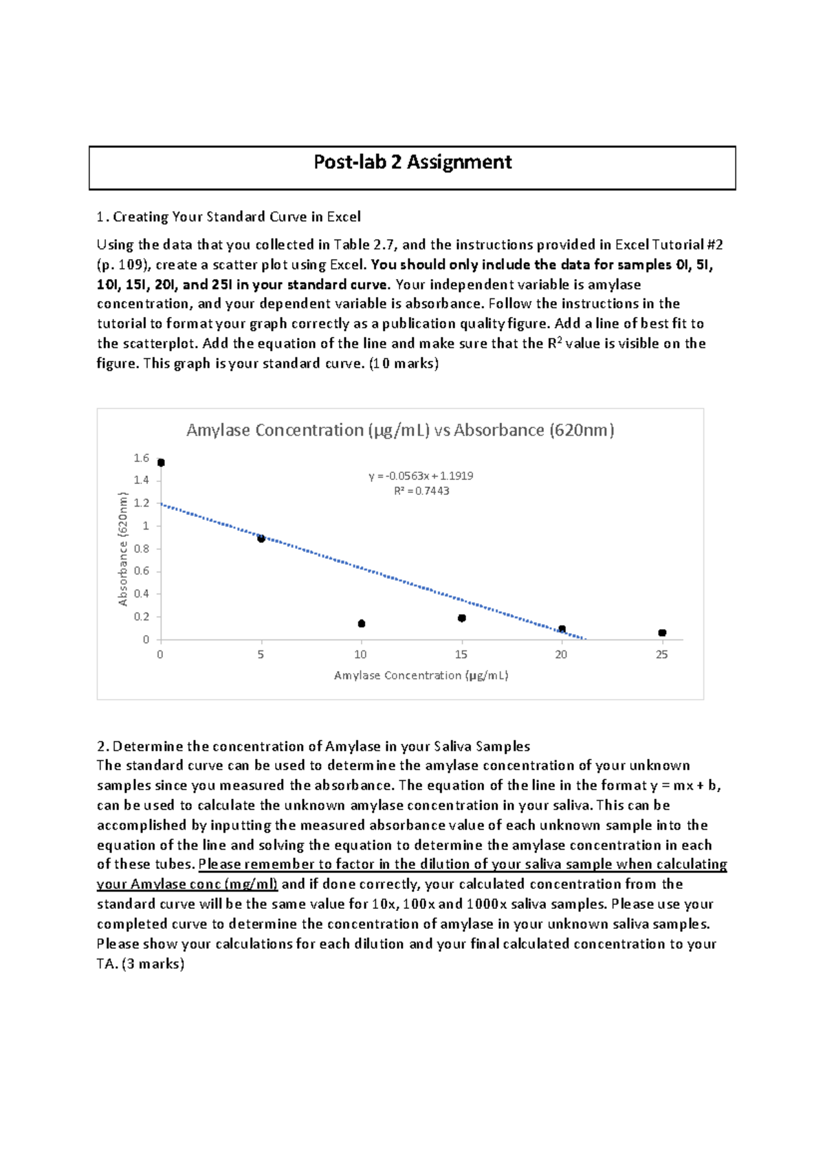 Post-lab 2 assignment - Post-lab 2 Assignment 1. Creating Your Standard ...