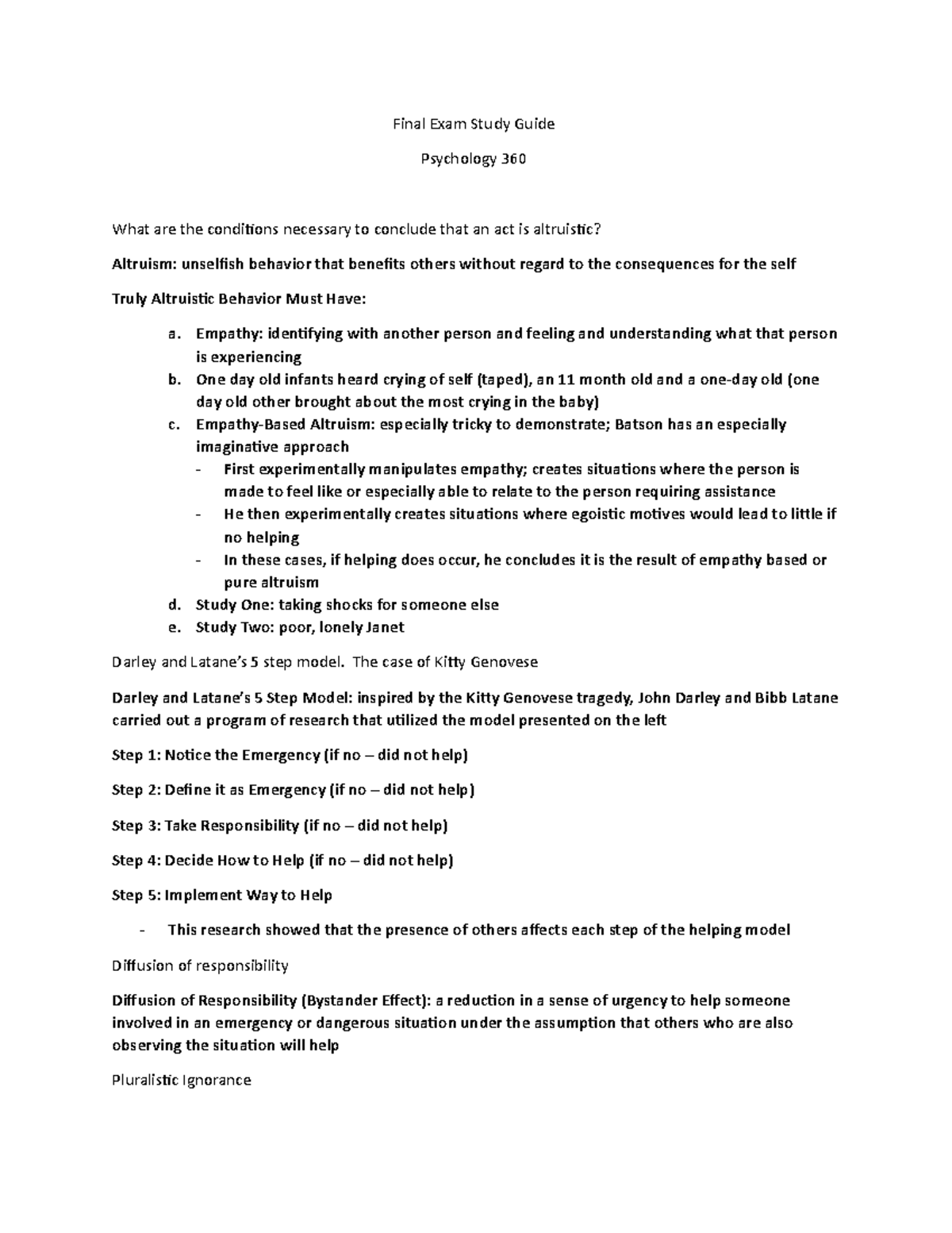 PSY 360 Final Study Guide - Final Exam Study Guide Psychology 360 What ...
