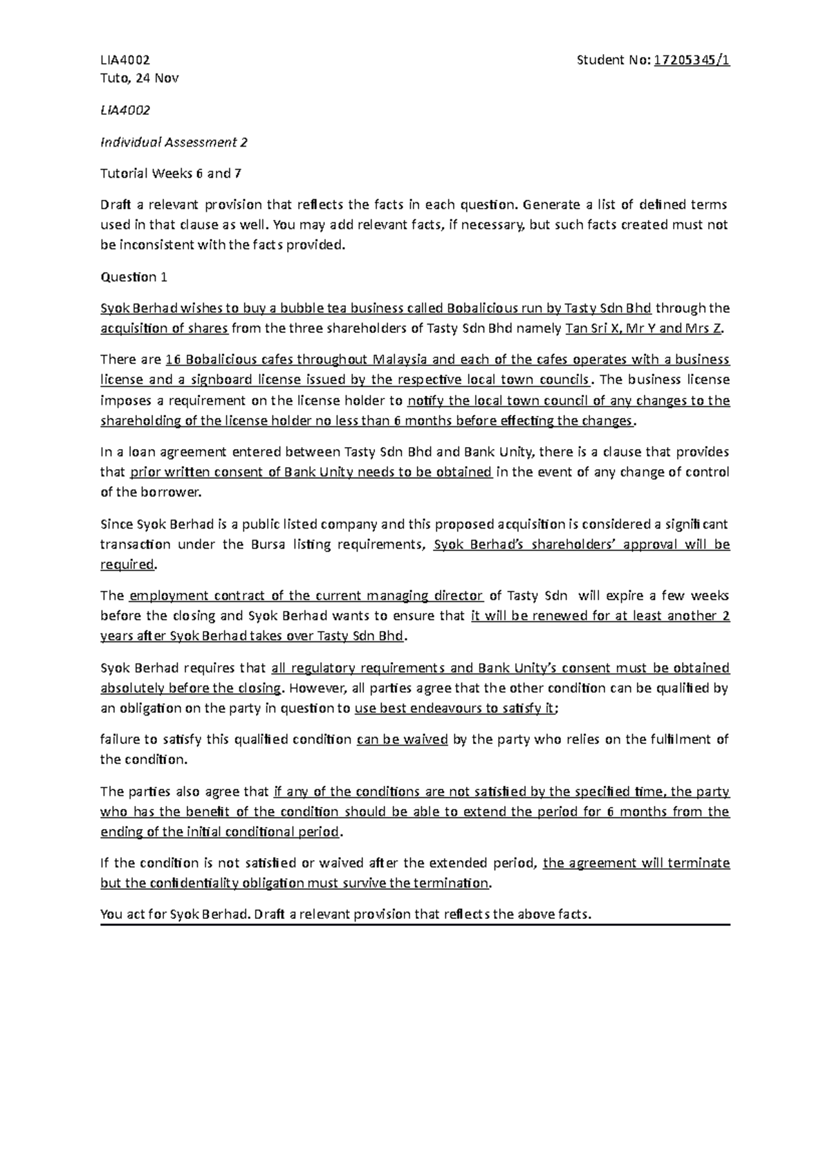 LIA4002 Individual Assessment 2 Weeks 6 and 7 - Tuto, 24 Nov LIA ...