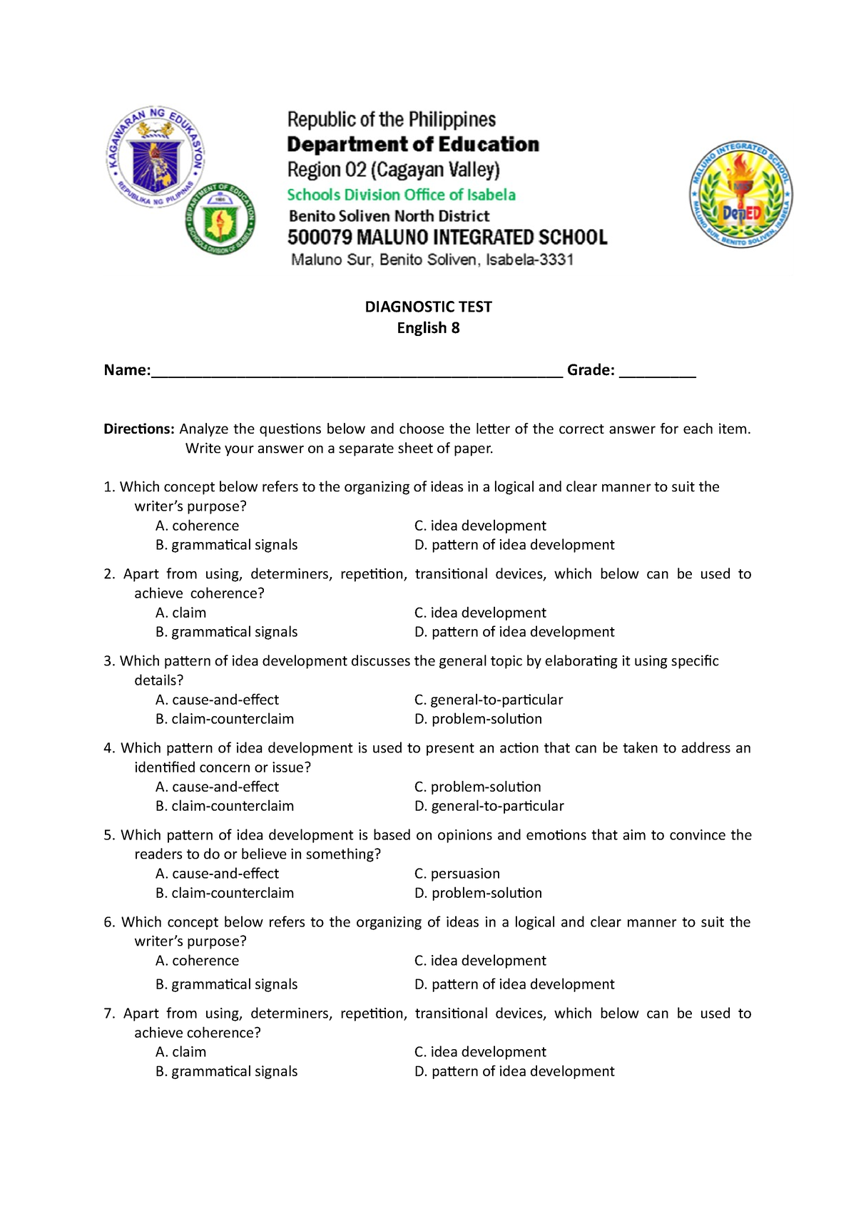 eng-8-q4-diagnostic-test-diagnostic-test-english-8-studocu