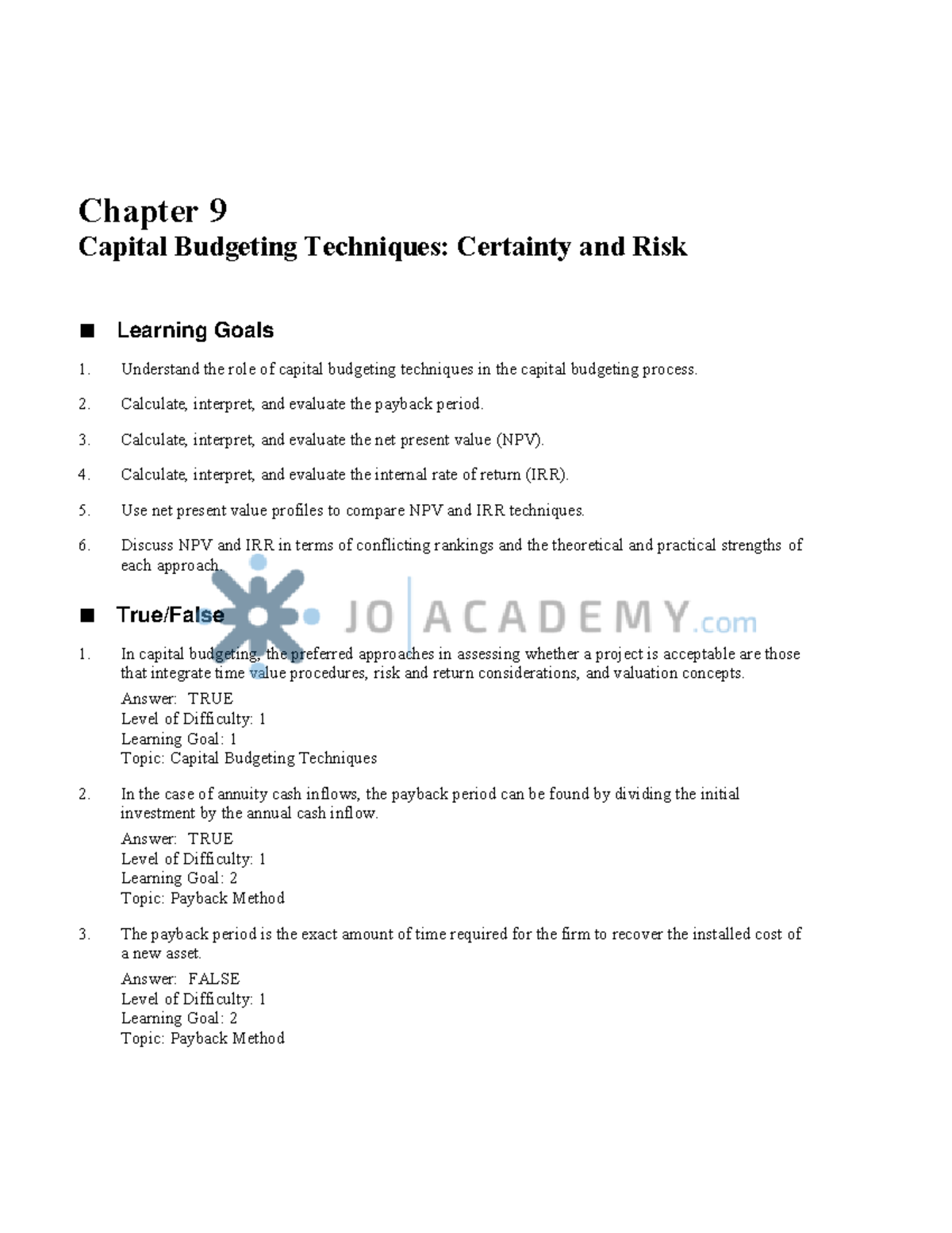 Capital Budgeting Techniques - Intermediate accounting 1 - Studocu